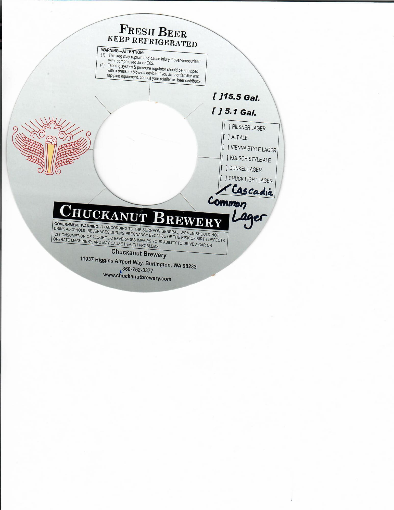 Common Lager by Chuckanut Brewery - beer label