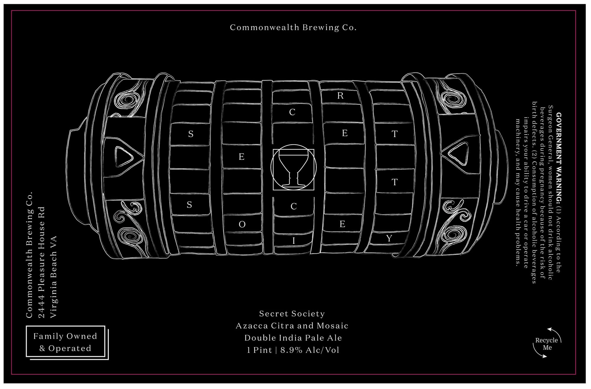 Secret Society by Commonwealth Brewing Co. - beer label