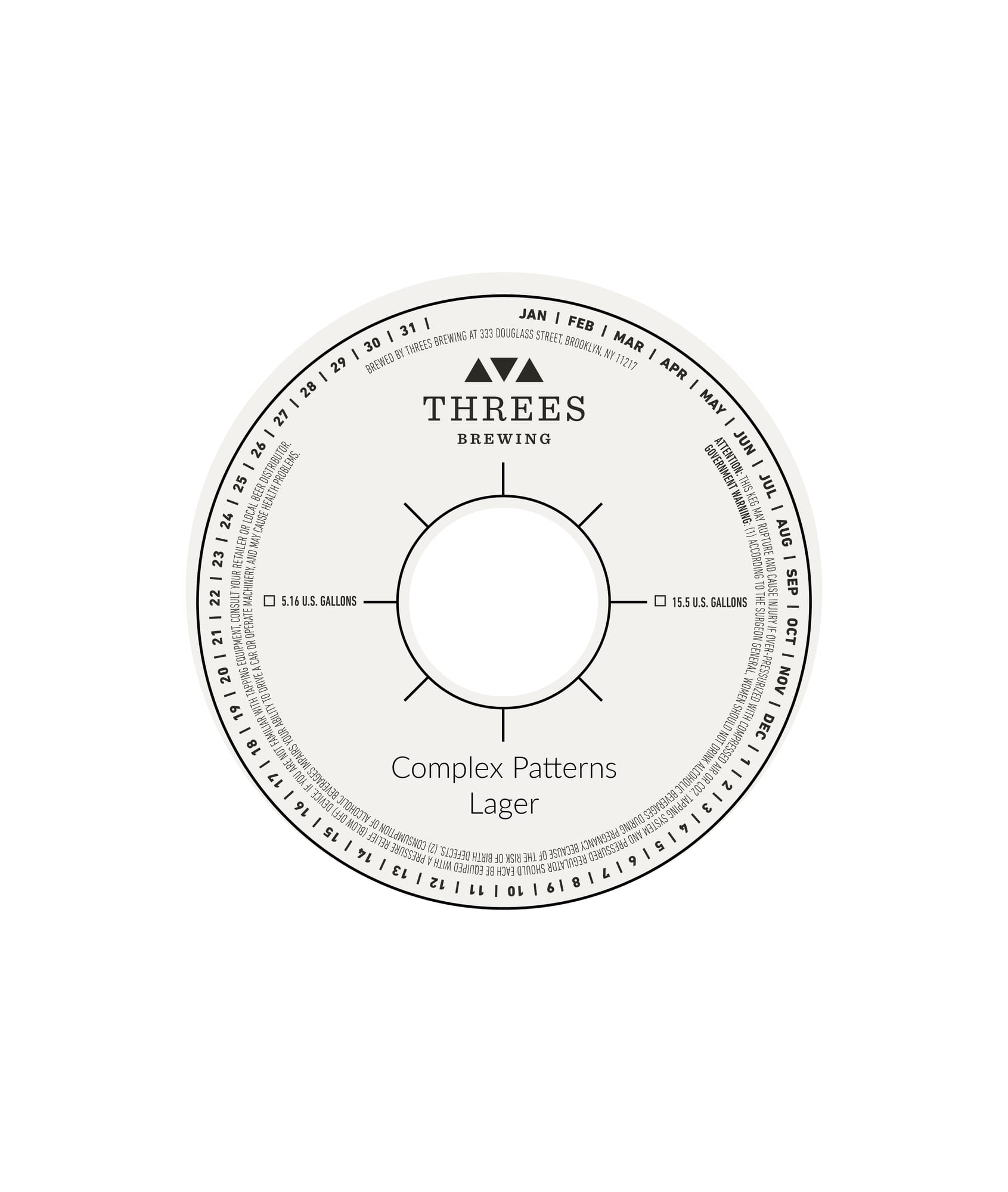 Complex Patterns Lager by Threeas Brewing - beer label