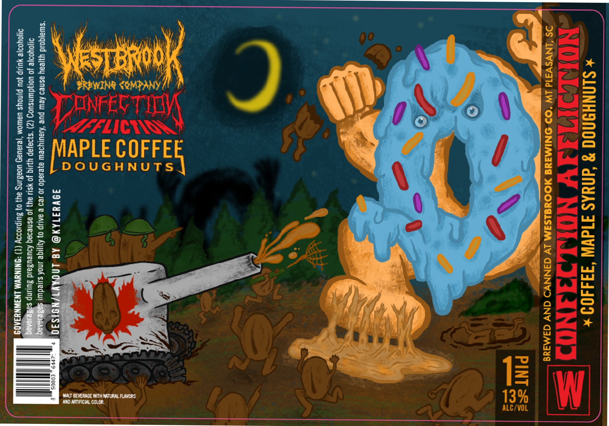 Confection Affliction Maple Coffee Doughnuts by Westbrook Brewing Co. - beer label