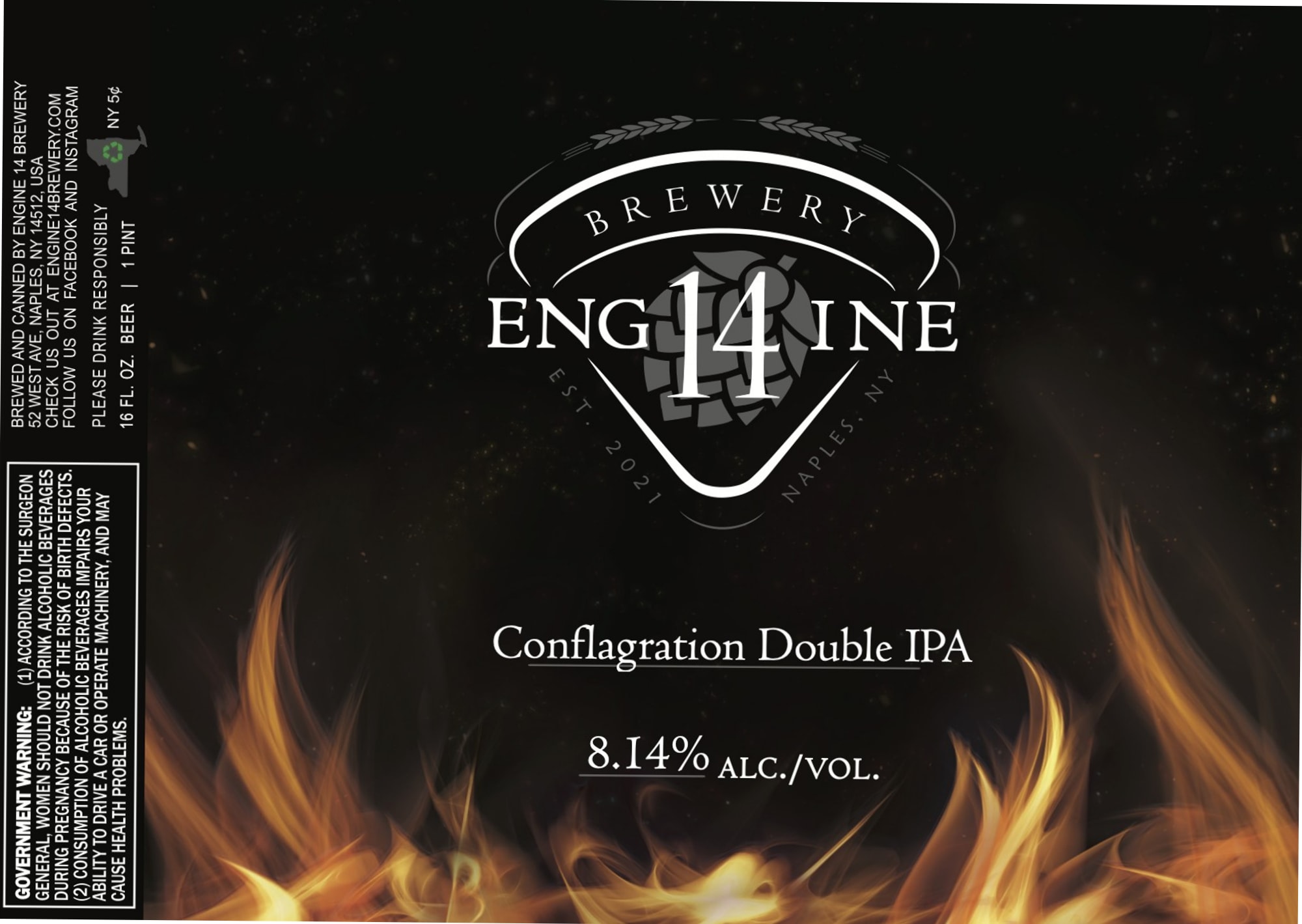 Conflagration Double IPA by Eng14ine Brewery - beer label