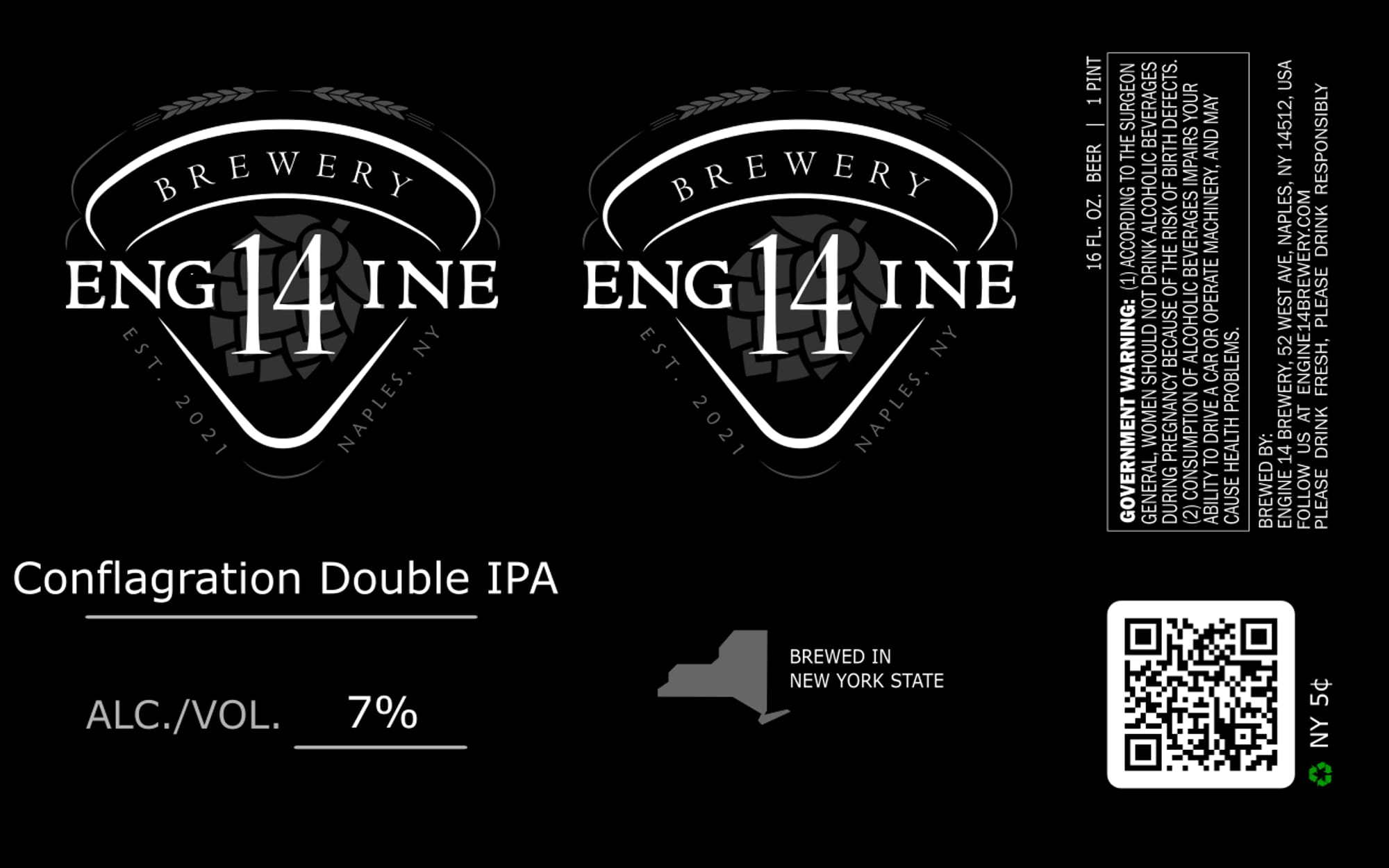 Conflagration Double IPA by Engine 14 Brewery - beer label