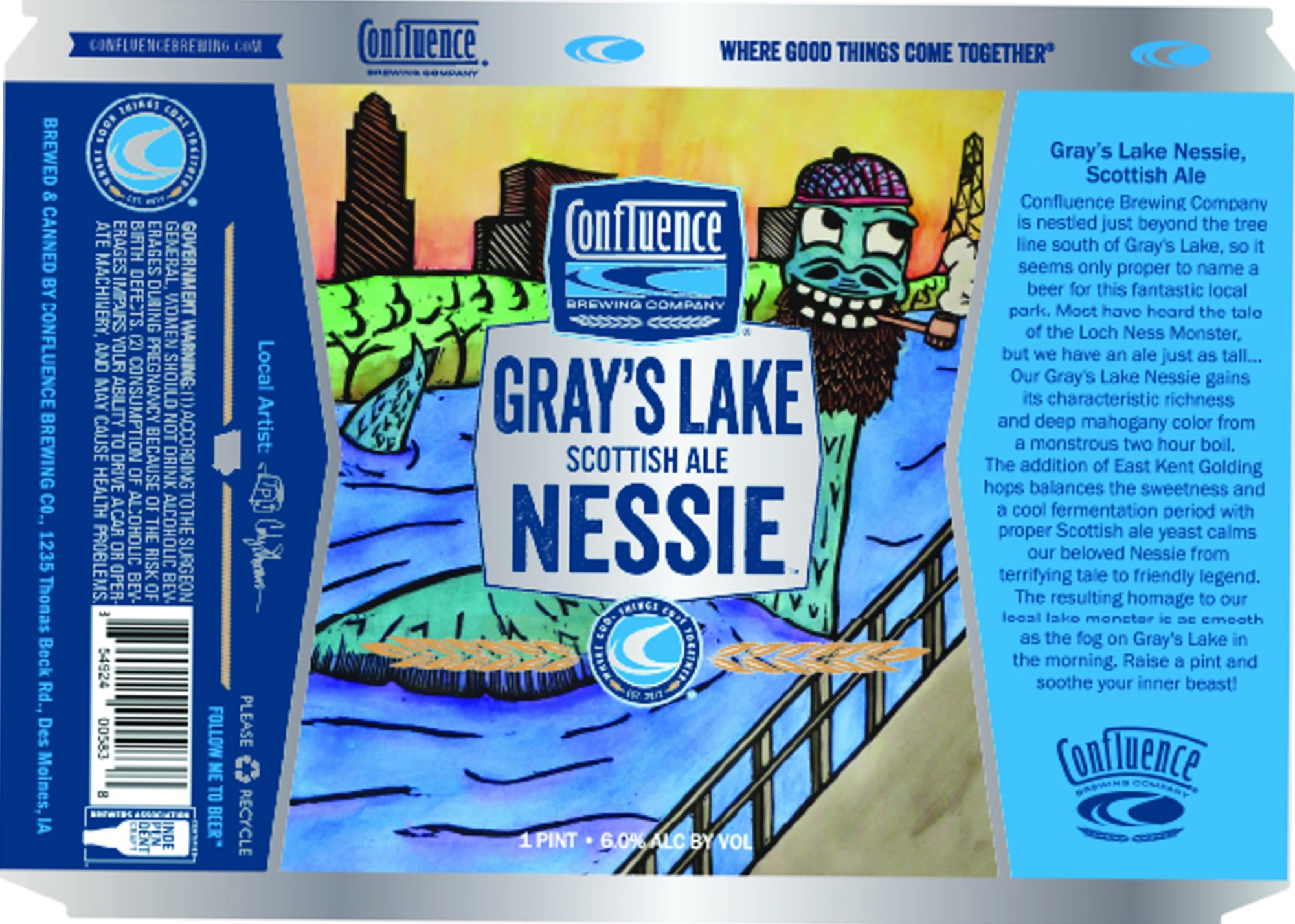 Gray’s Lake Nessie by Confluence Brewing Company - beer label