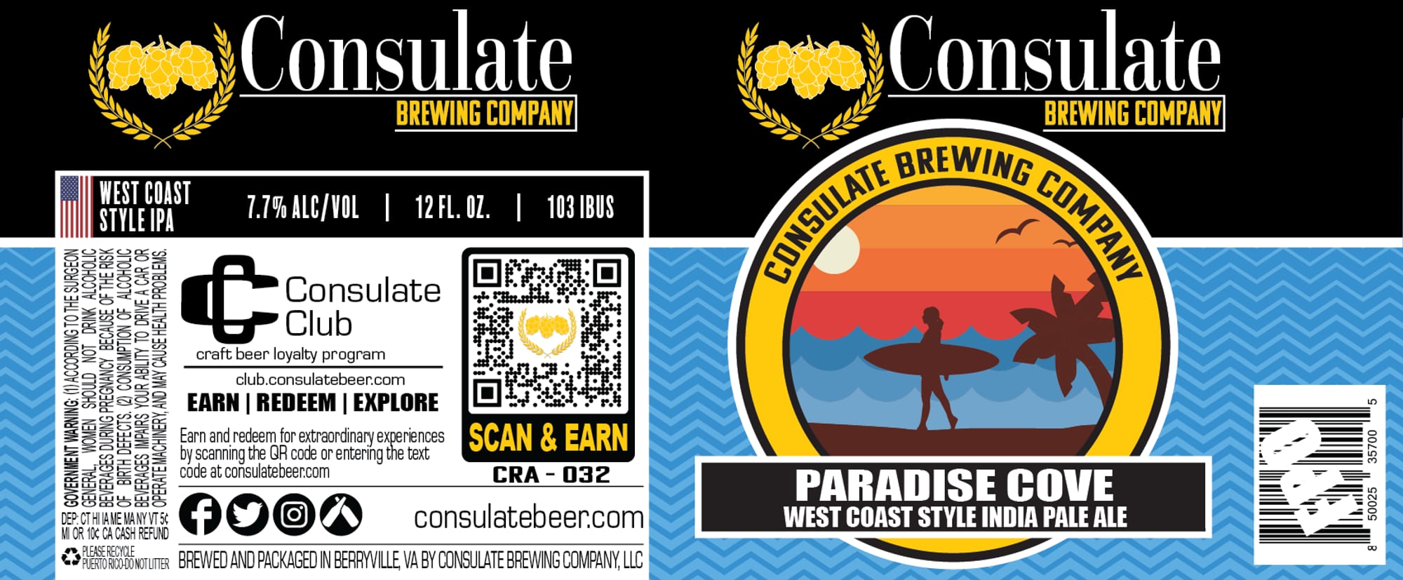 Paradise Cove by Consulate Brewing Company - beer label