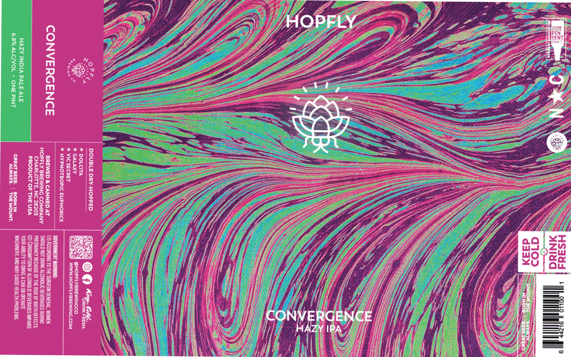 Convergence Hazy IPA by Hopfly Brewing Company - beer label