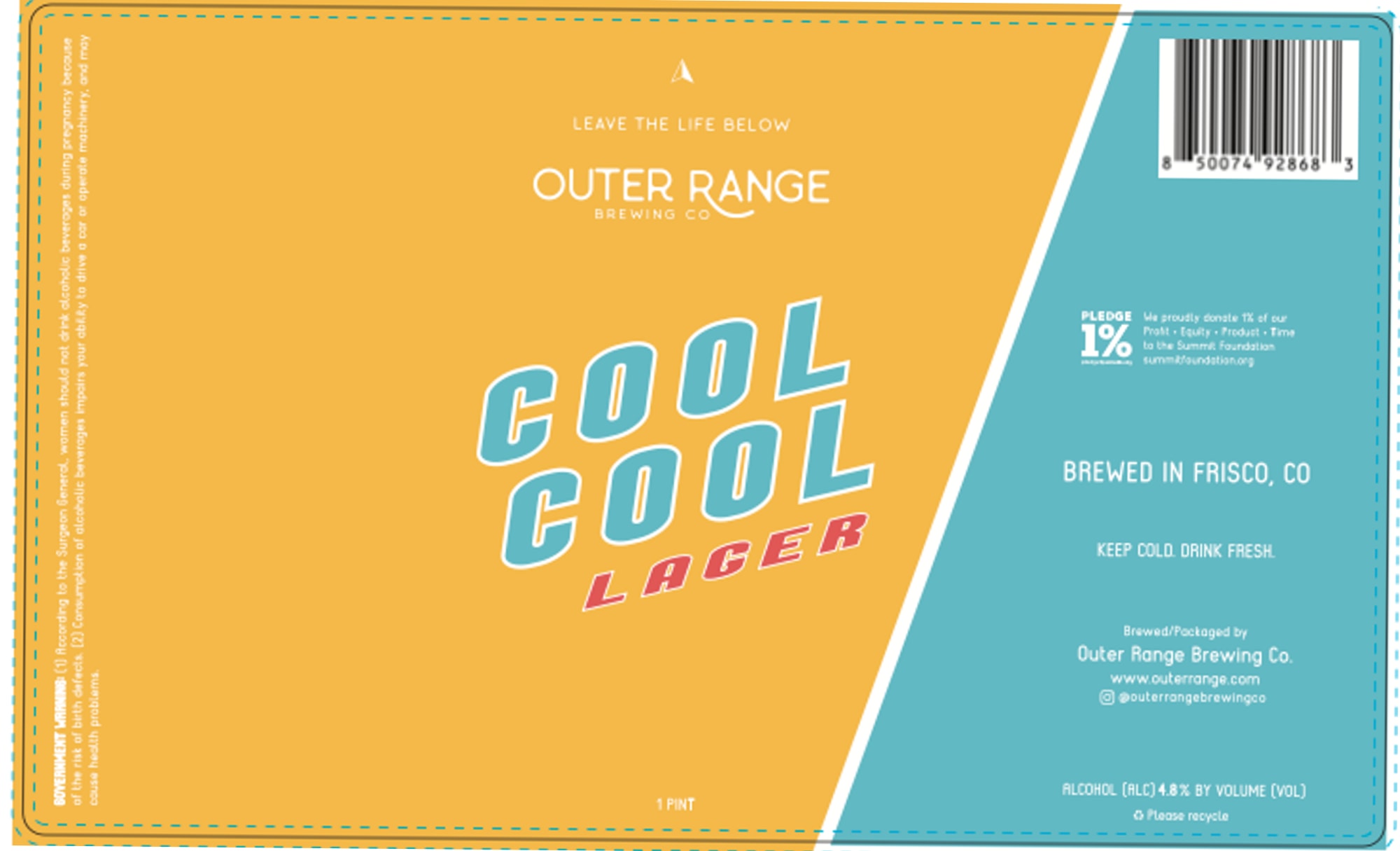 Cool Cool Lager by Outer Range Brewing Co. - beer label