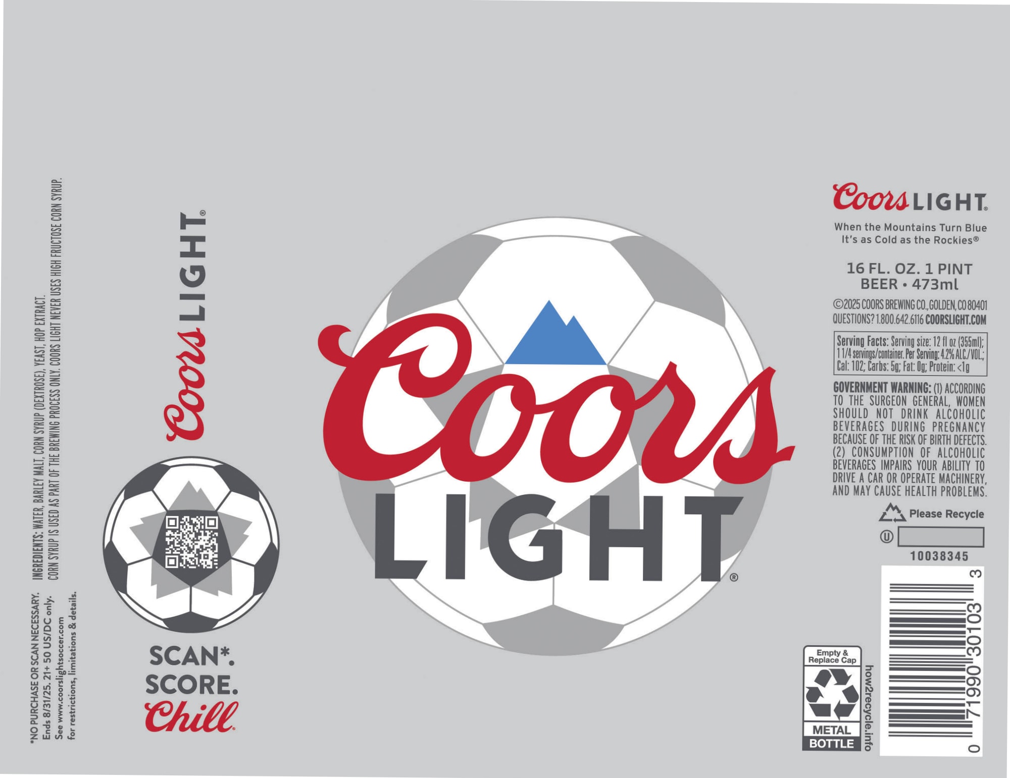 Coors Light by Coors Brewing Co. - beer label