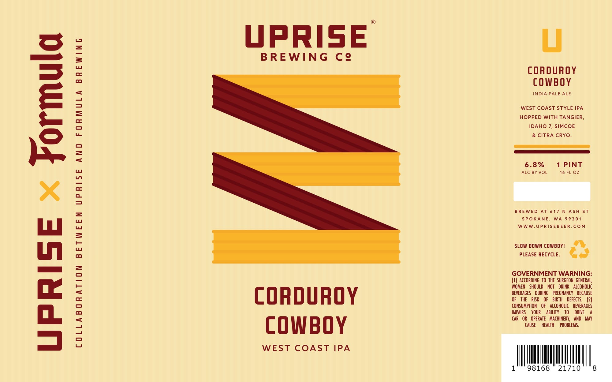Corduroy Cowboy by Uprise Brewing Co. - beer label
