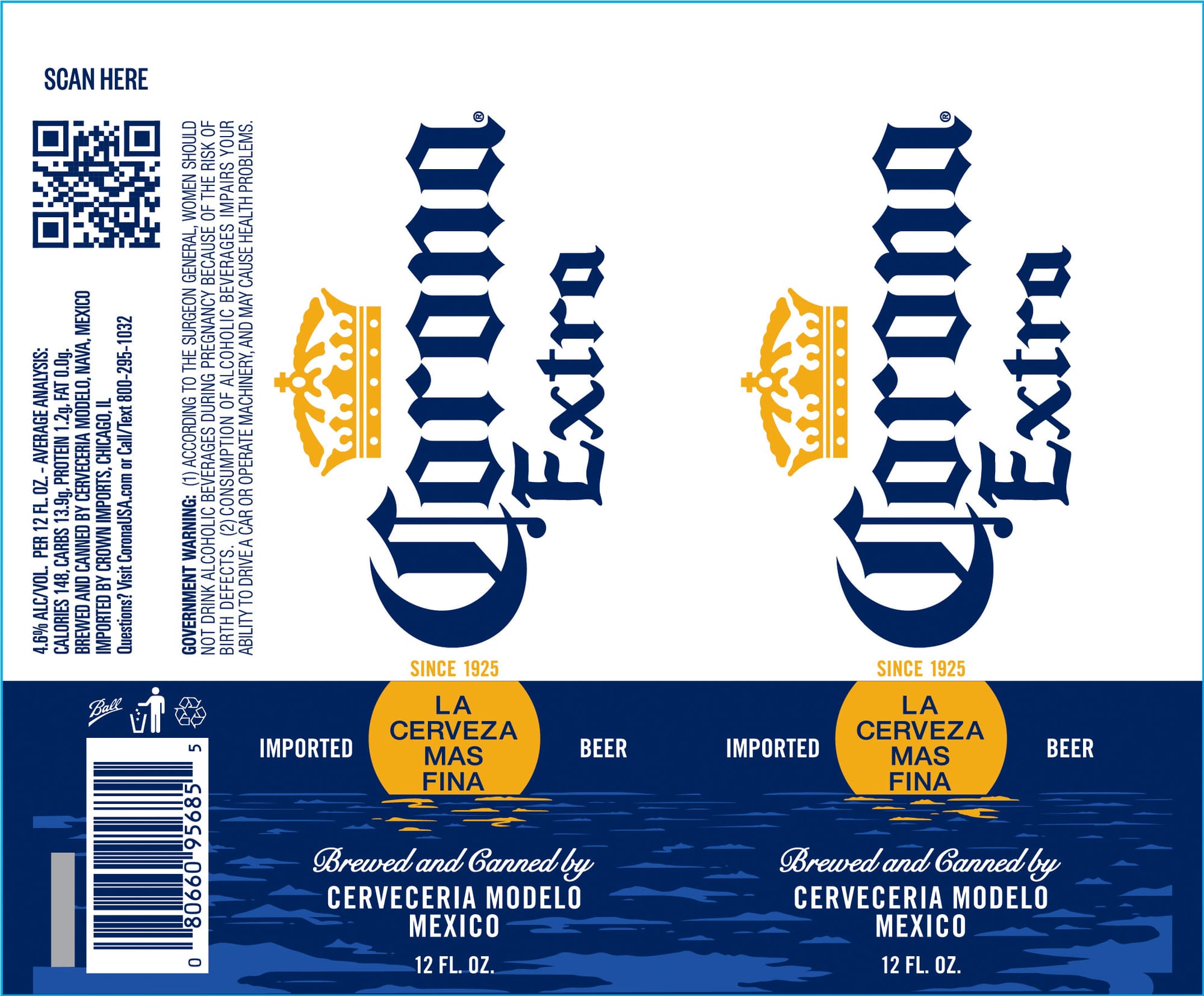 Corona Extra by Cervecería Modelo - beer label