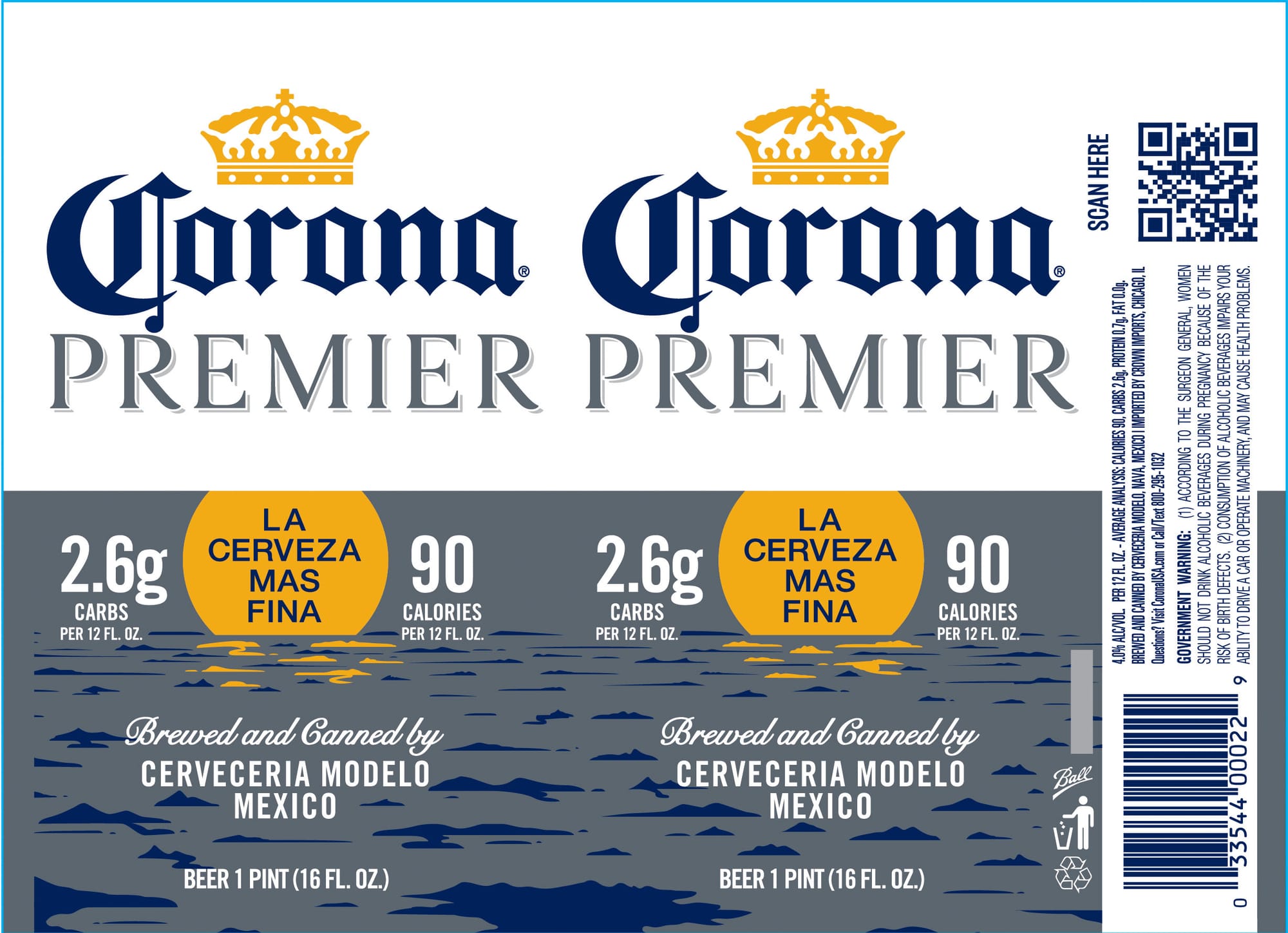 Corona Premier by Cerveceria Modelo - beer label