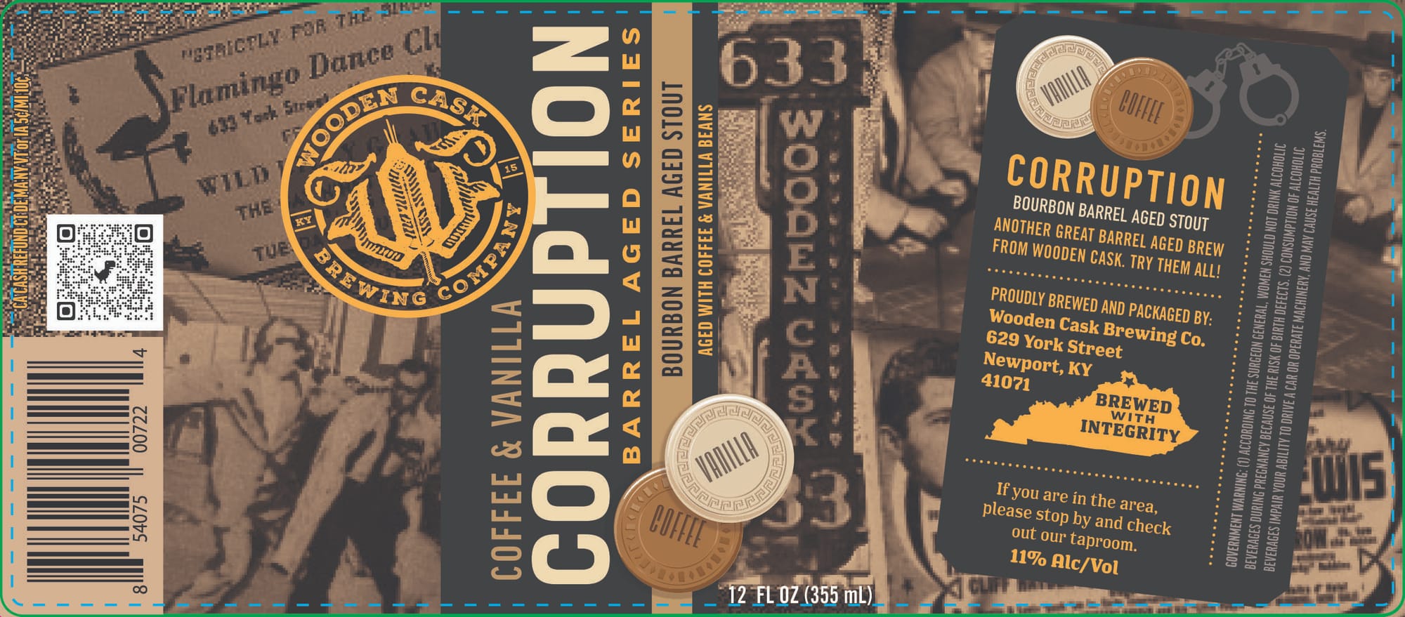Corruption Coffee & Vanilla by Wooden Cask Brewing Co. - beer label