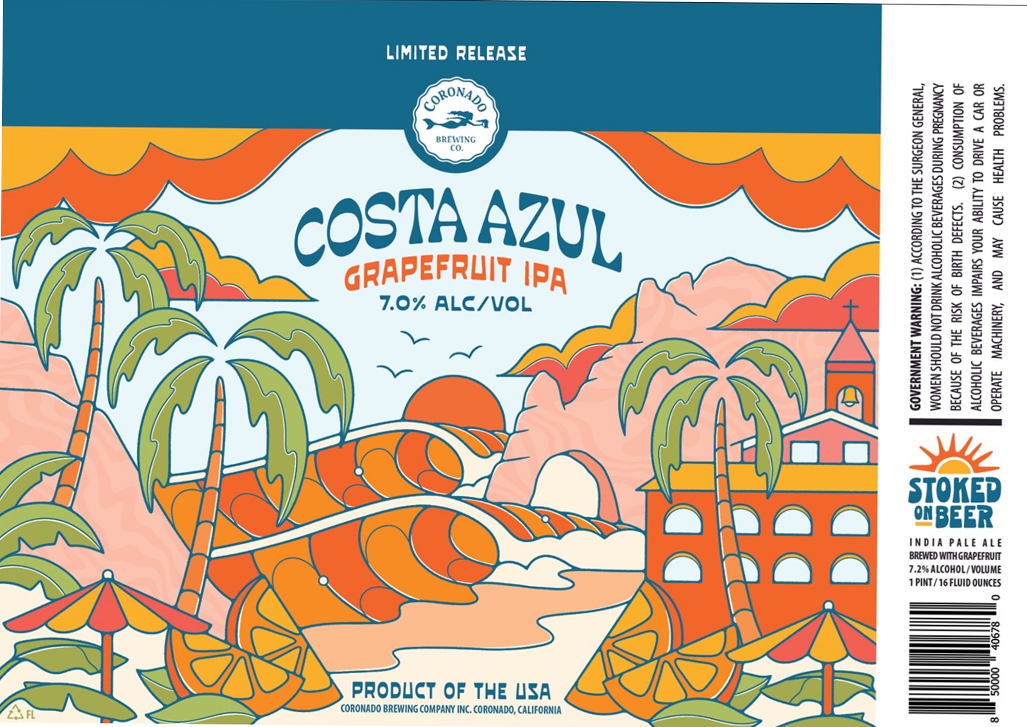Costa Azul Grapefruit IPA by Coronado Brewing Co. - beer label