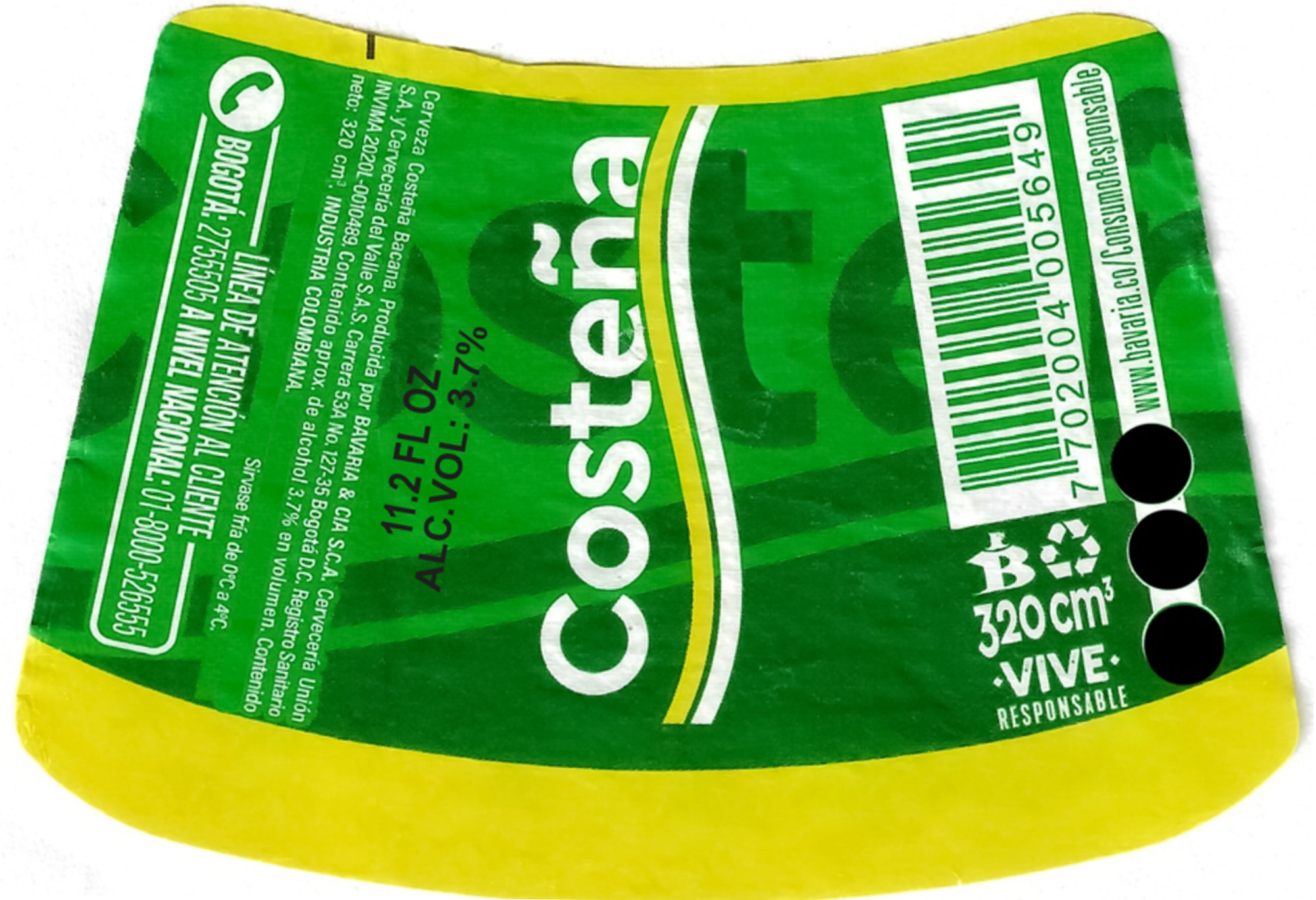 Costeña by Bavaria - beer label