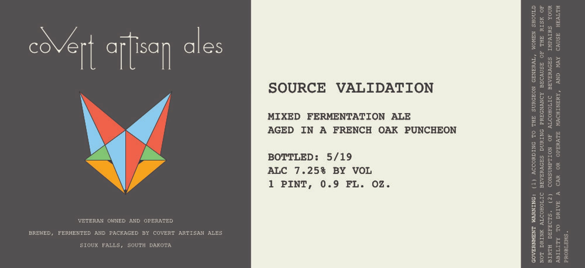 Source Validation by Covert Artisan Ales - beer label