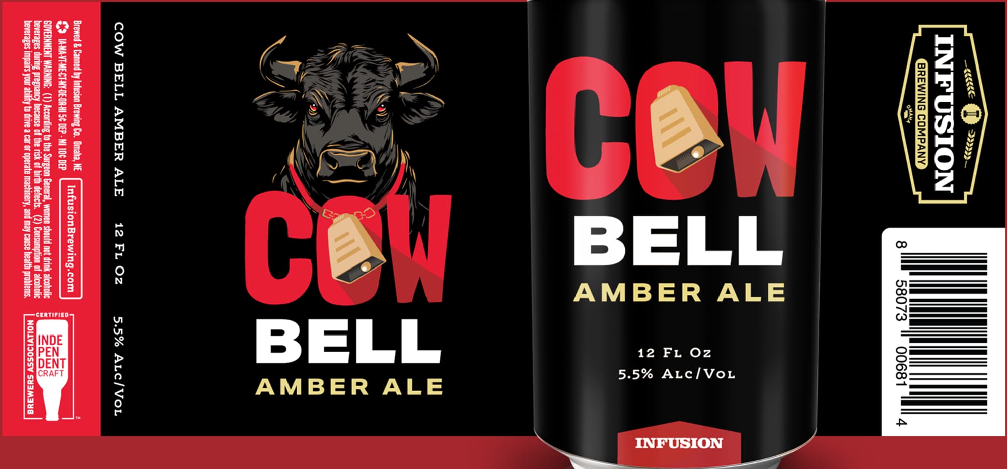 Cow Bell Amber Ale by Infusion Brewing Company - beer label