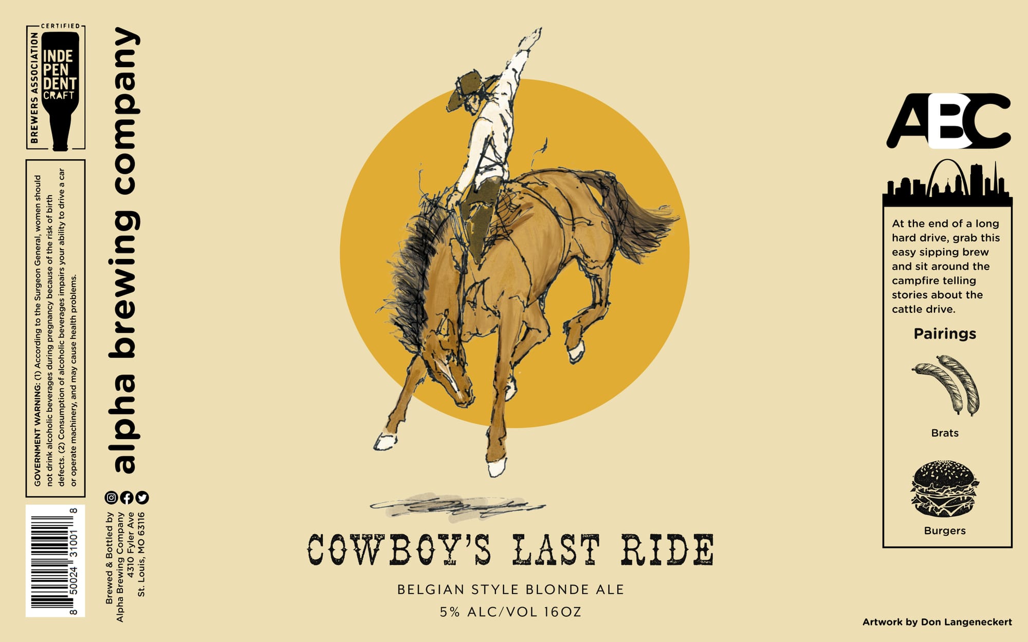 Cowboy's Last Ride by Alpha Brewing Company - beer label