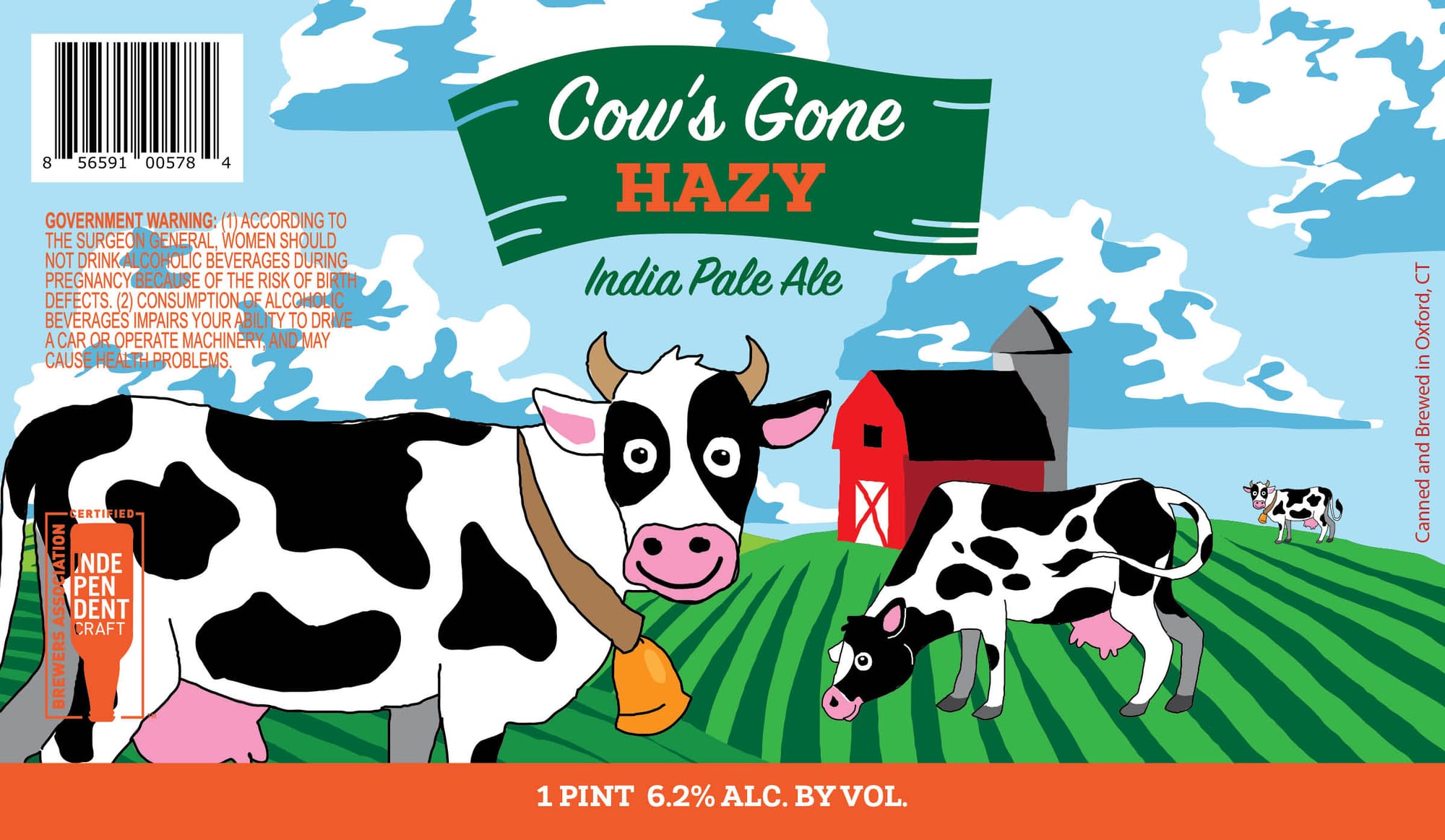 Cow's Gone Hazy by Two Roads Brewing Company - beer label