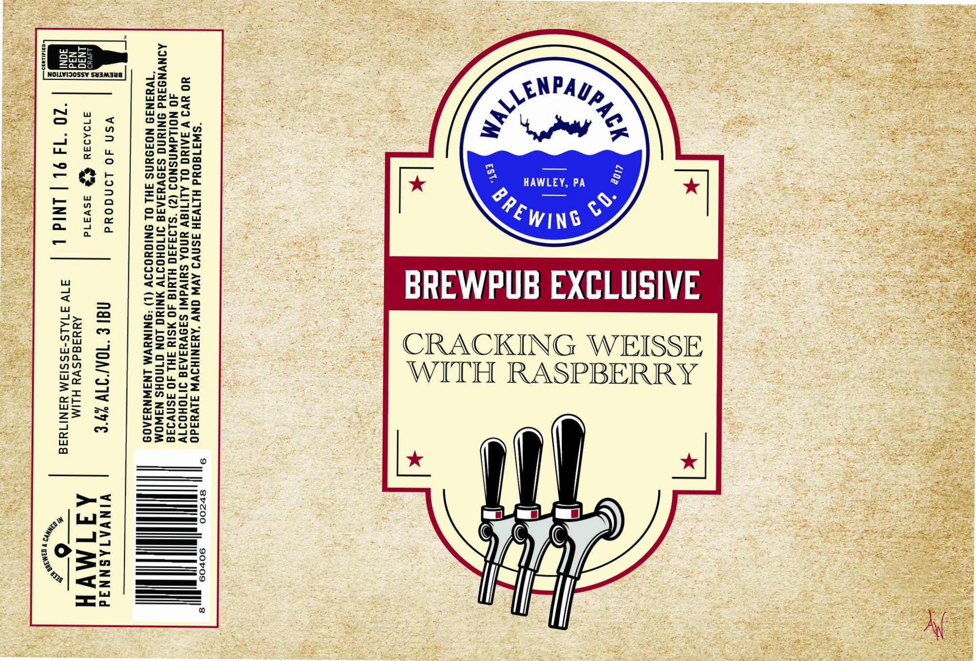 Cracking Weisse with Raspberry by Hawley Brewing Co. - beer label