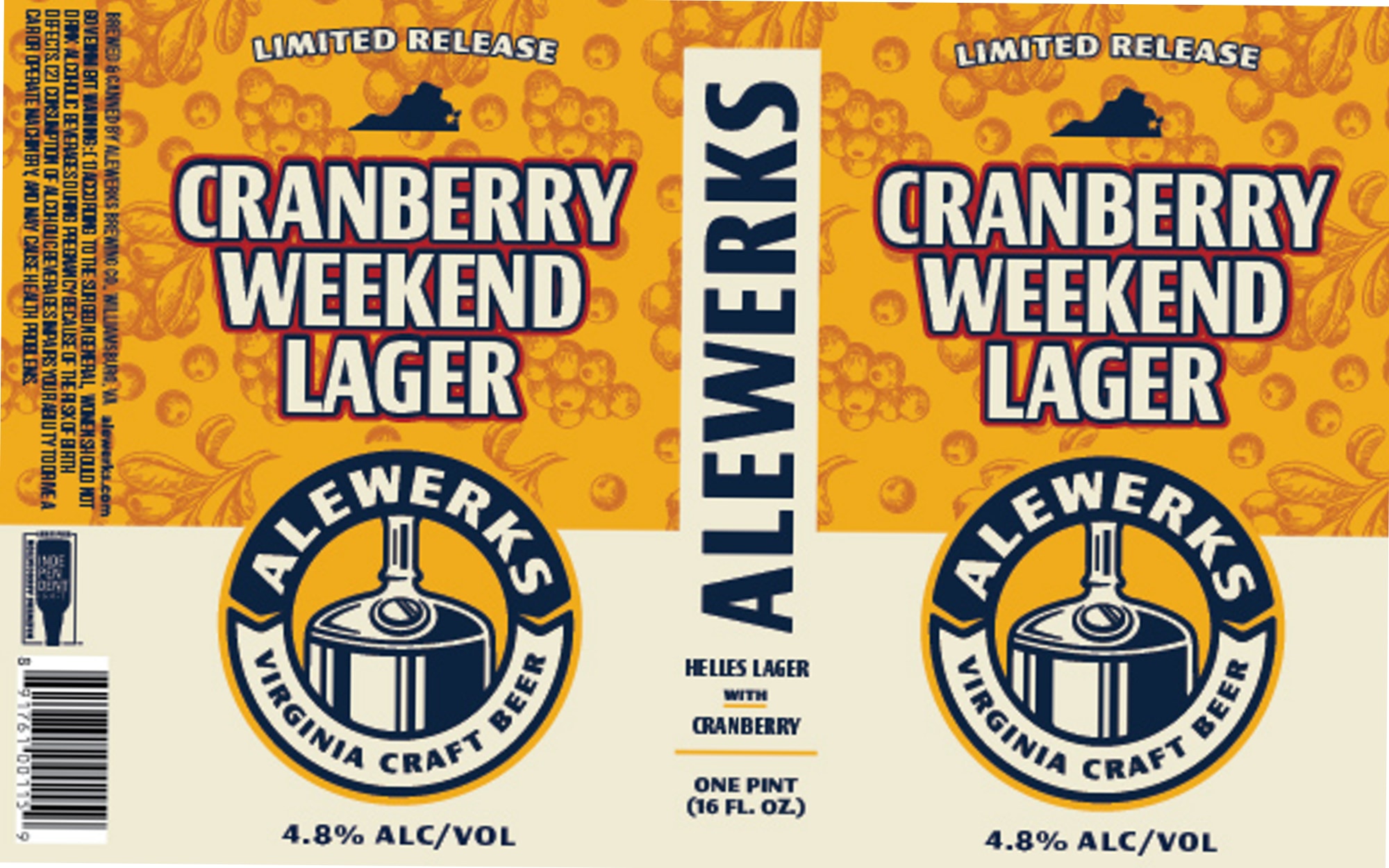 Cranberry Weekends Lager by Alewerks Craft Brewery - beer label