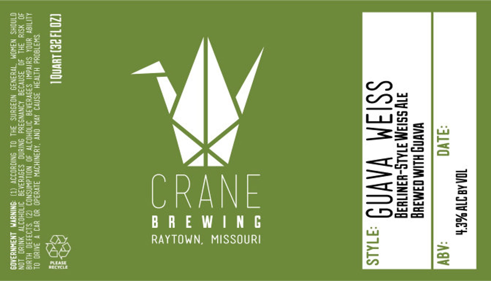Guava Berliner Weisse by Crane Brewing - beer label