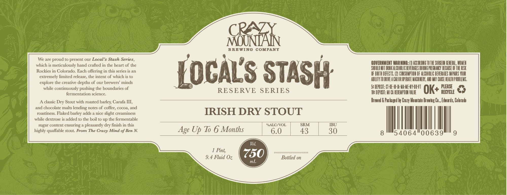 Local’s Stash Reserve Series by Crazy Mountain Brewing Co. - beer label