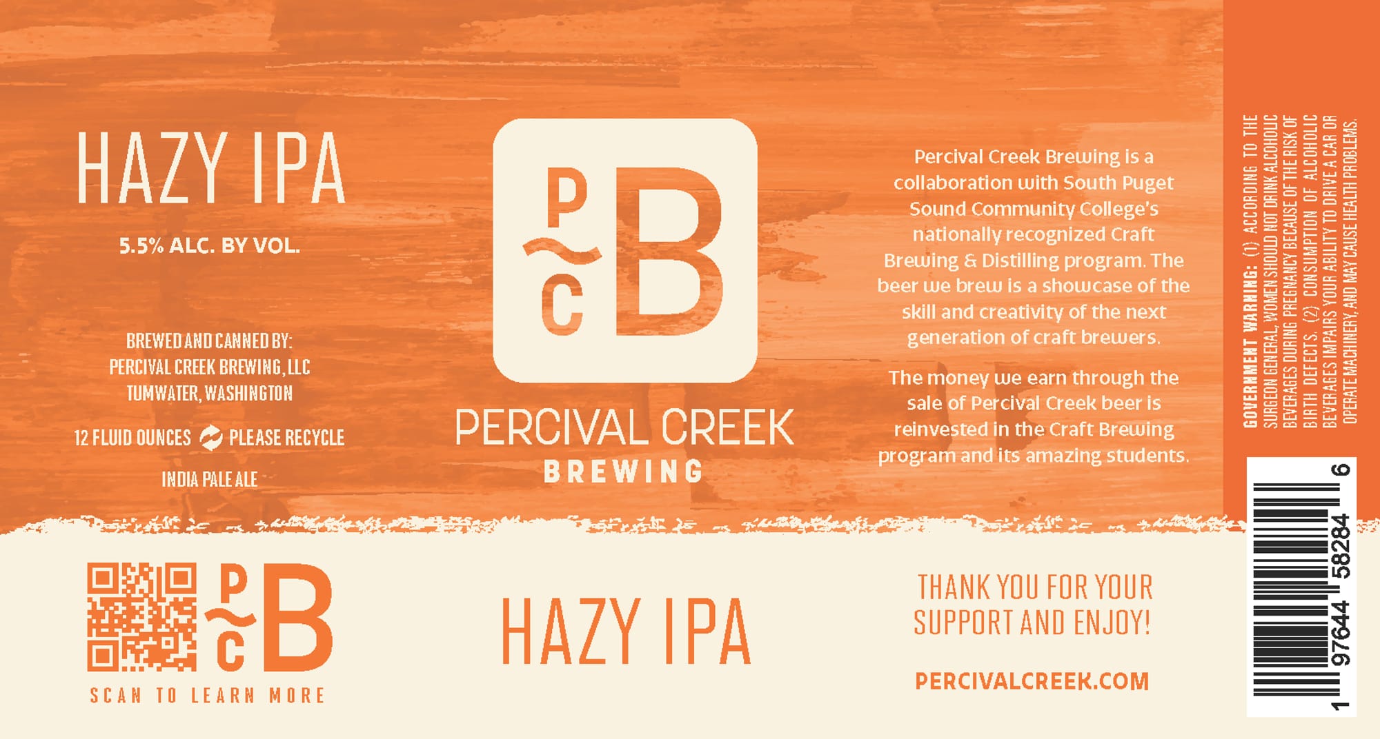 Hazy IPA by Percival Creek Brewing - beer label
