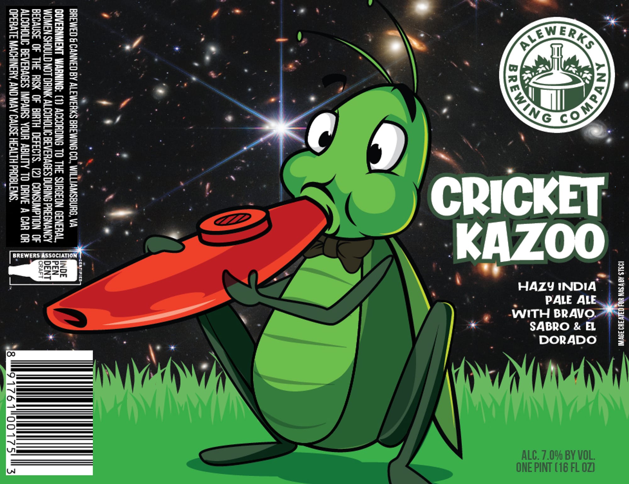 Cricket Kazoo by Alewerks Brewing Co. - beer label