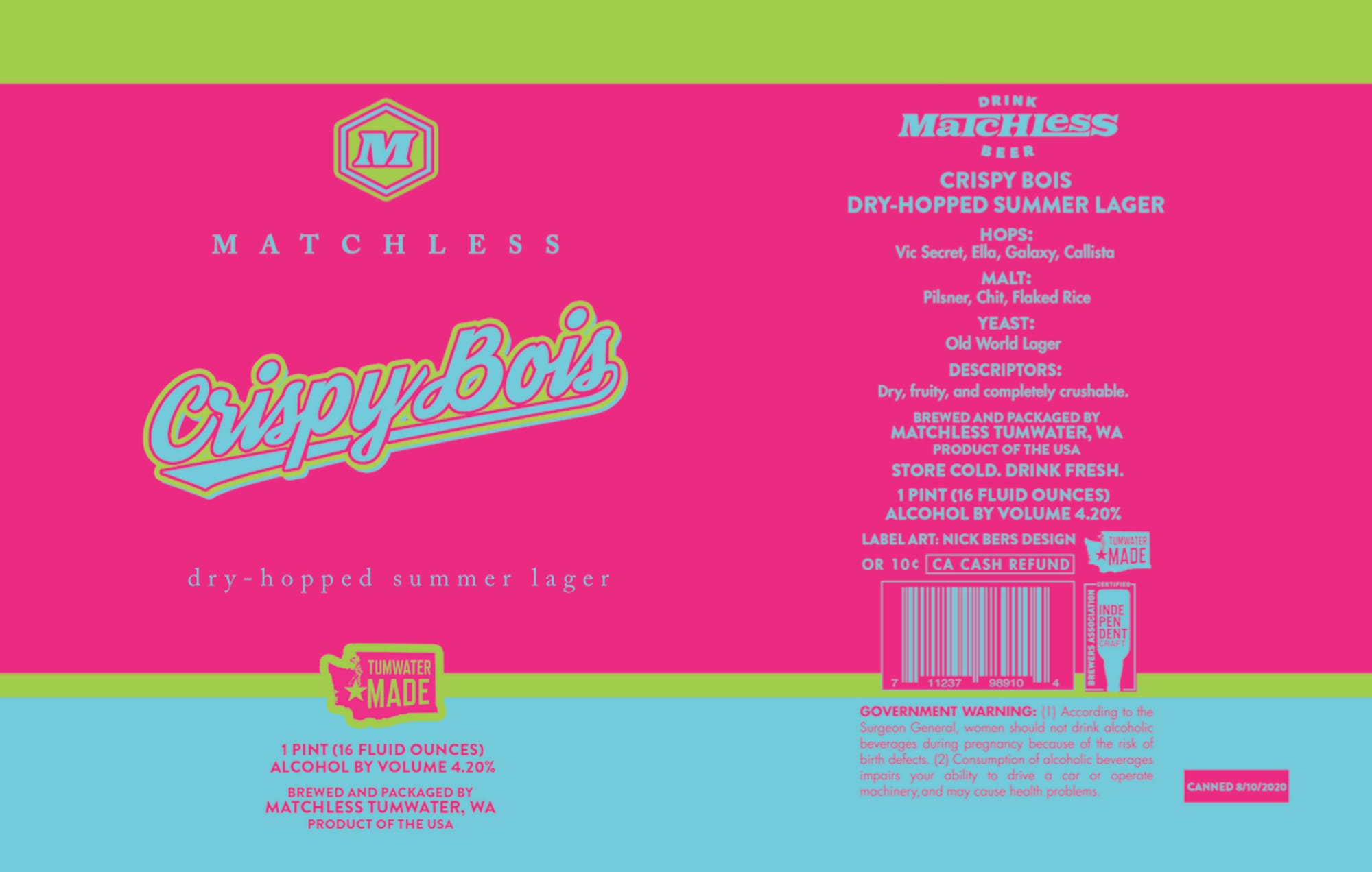 Crispy Bois by Matchless Brewing - beer label