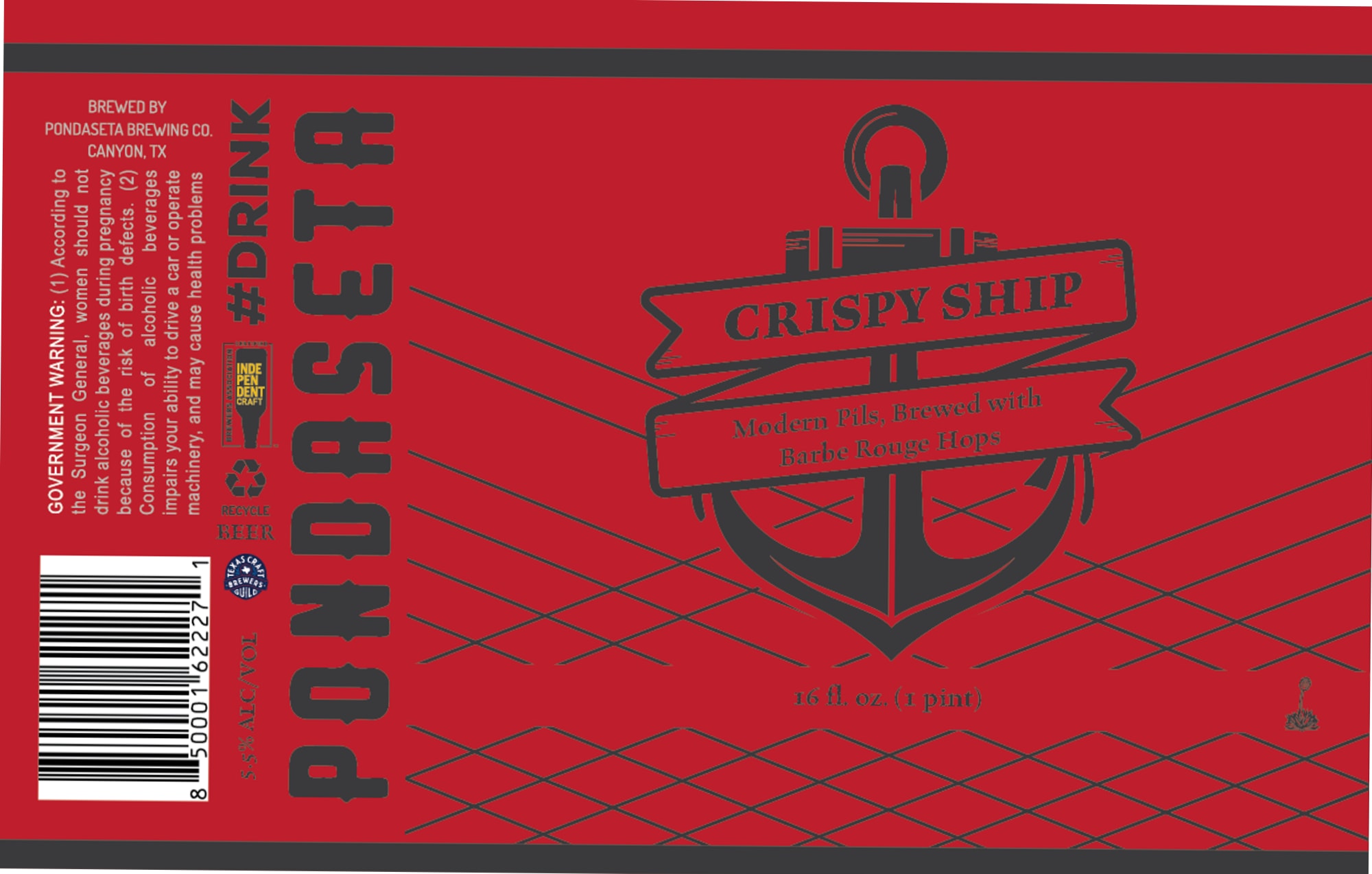 Crispy Ship by Pondaseta Brewing Co. - beer label