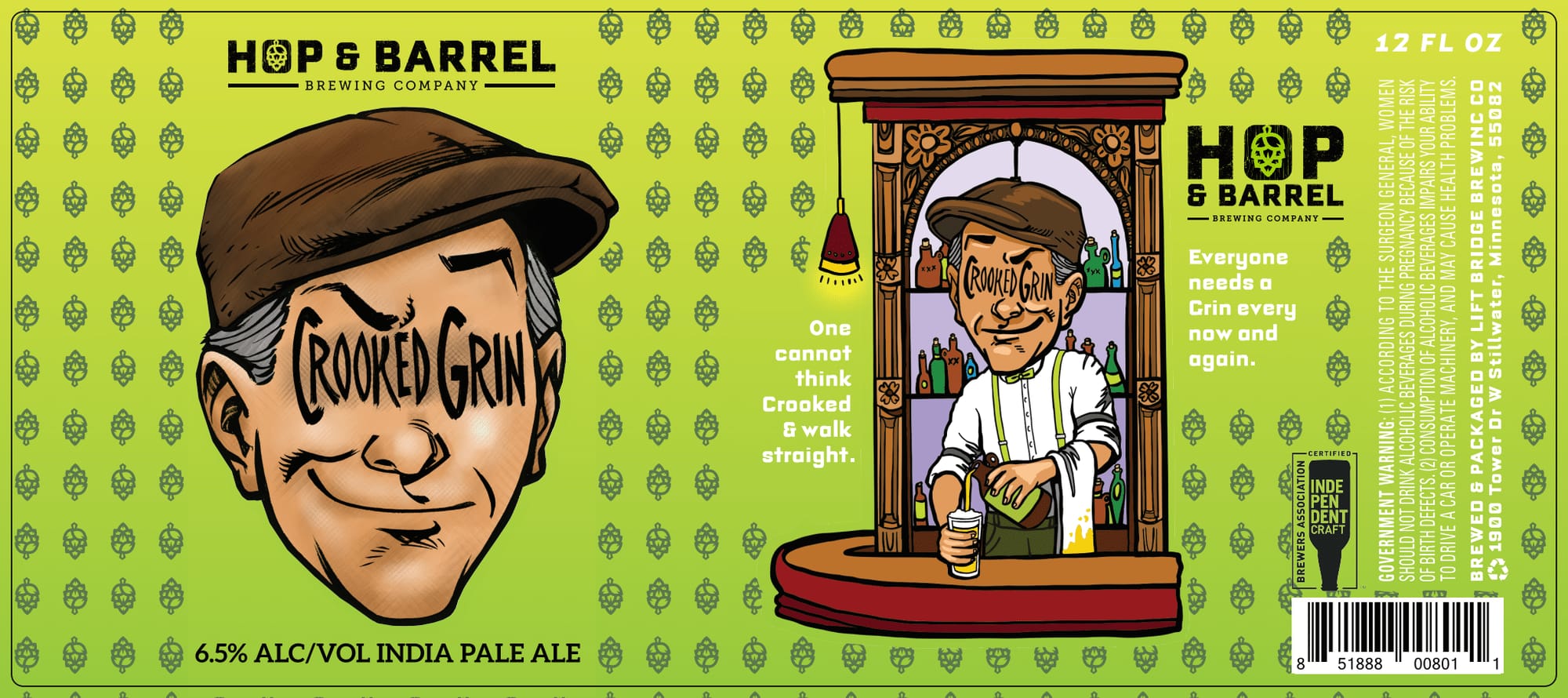 Crooked Grin by Hop & Barrel Brewing Company - beer label