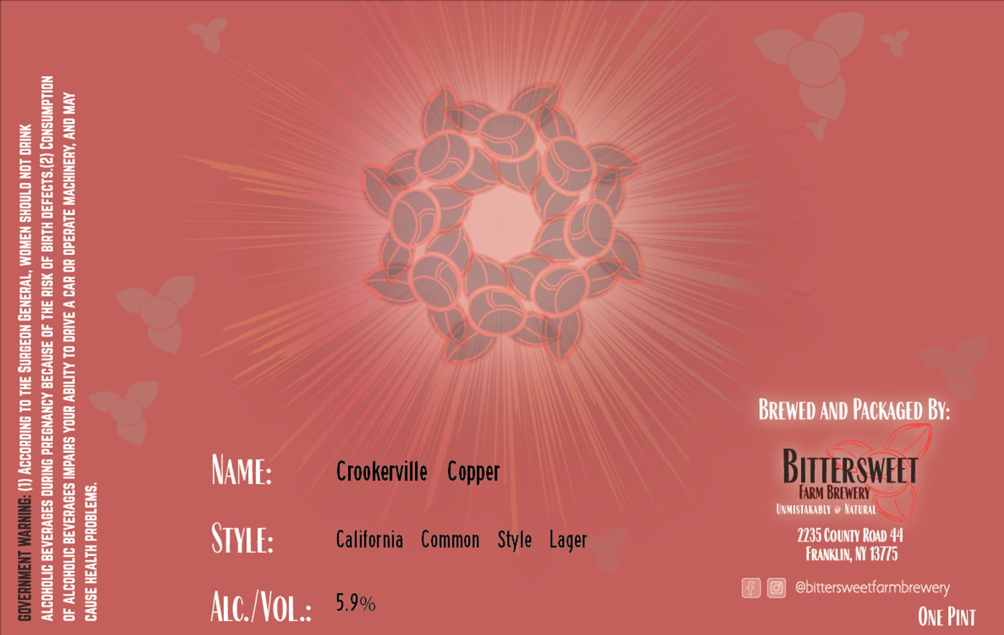 Crookerville Copper by Bittersweet Farm Brewery - beer label