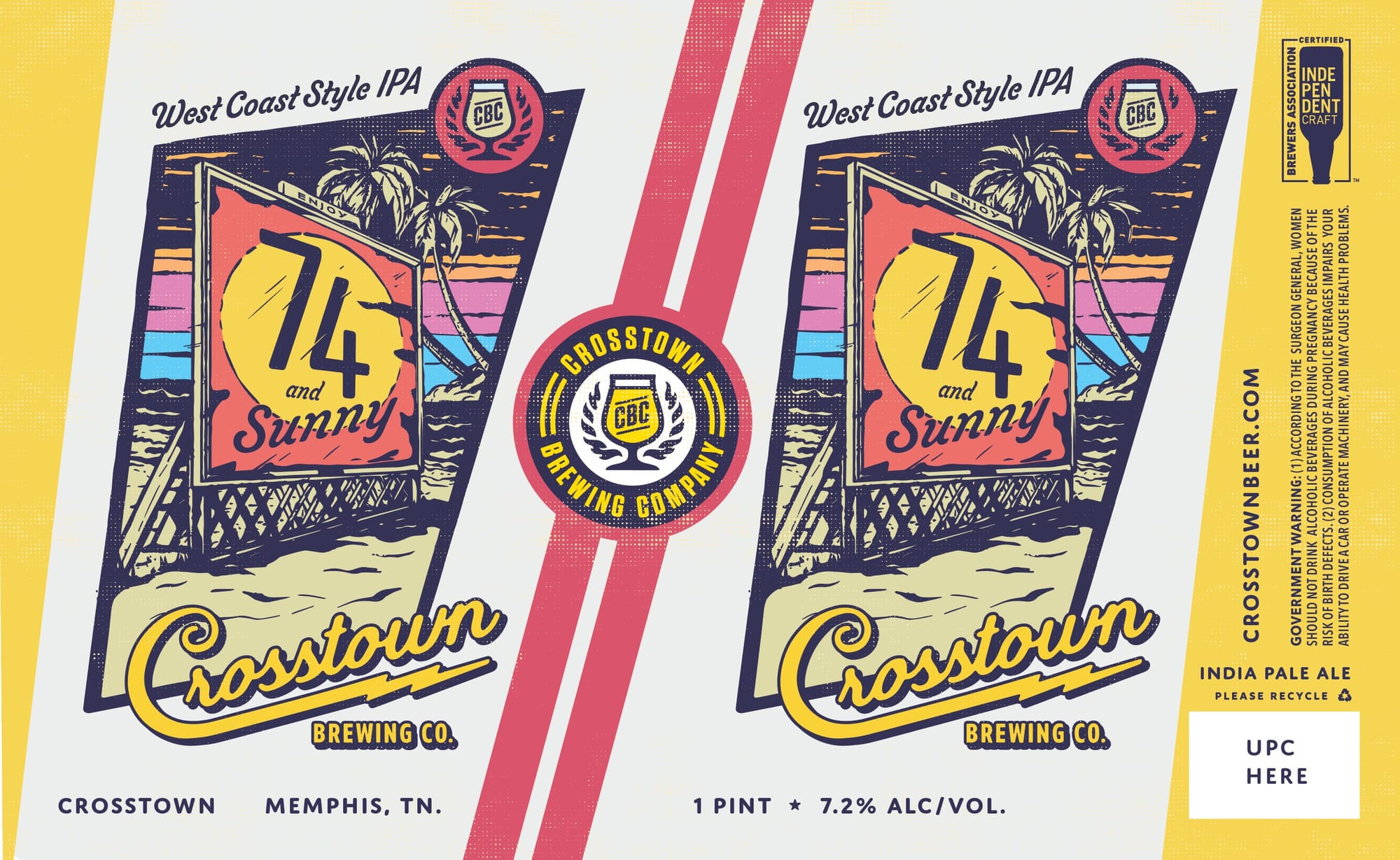 74 and Sunny by Crosstown Brewing Company - beer label