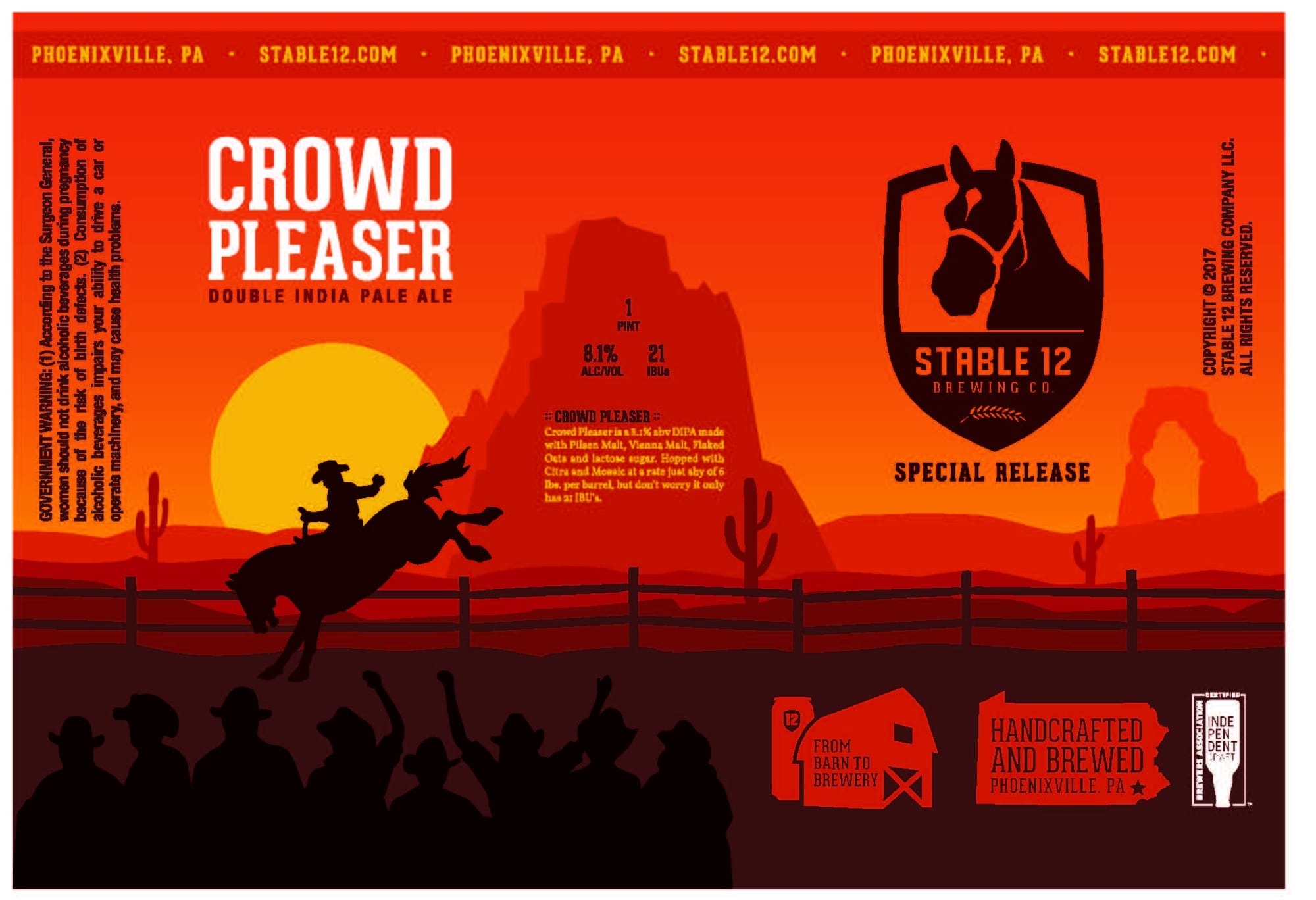Crowd Pleaser by Stable 12 Brewing Co. - beer label