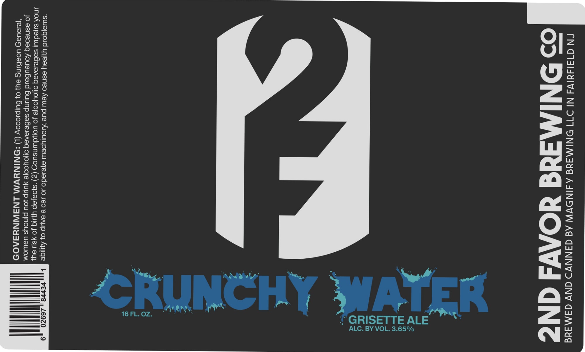 Crunchy Water by 2nd Favor Brewing Co. - beer label