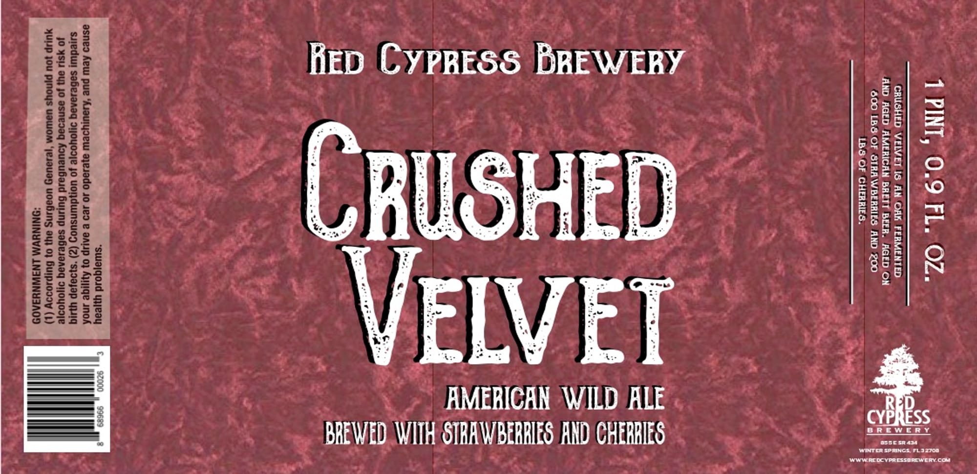 Crushed Velvet by Red Cypress Brewery - beer label