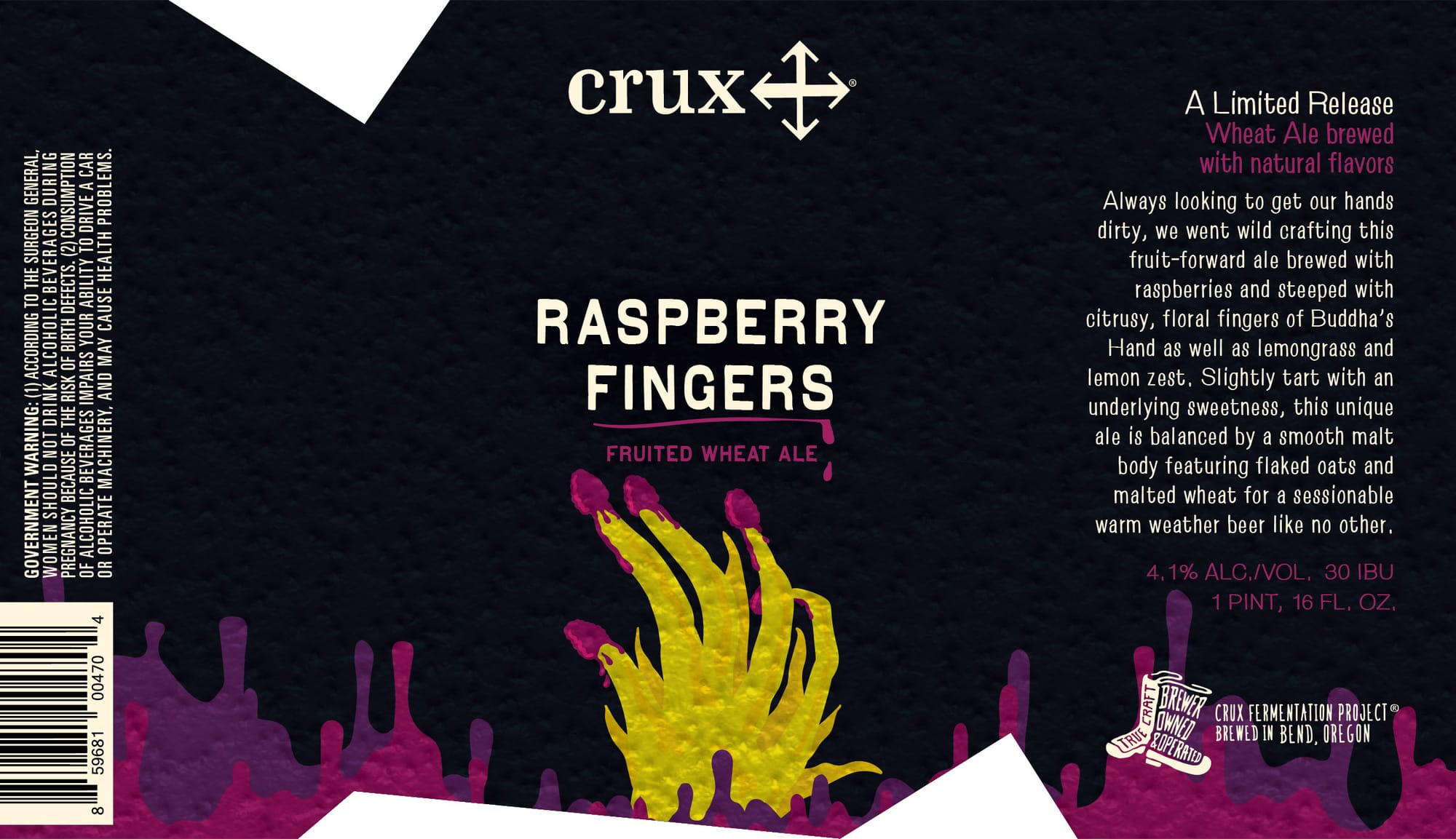 Raspberry Fingers by Crux Fermentation Project - beer label