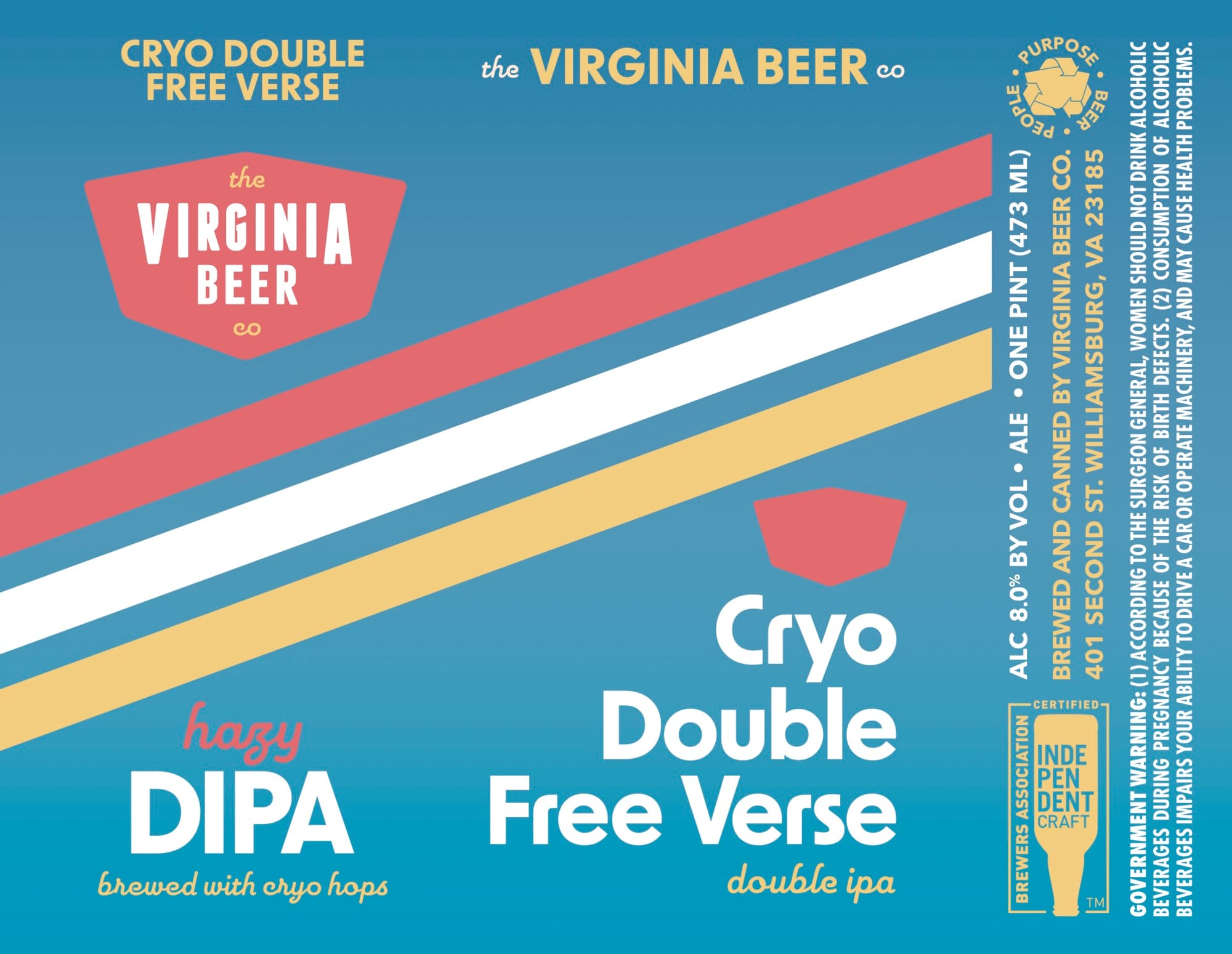 Cryo Double Free Verse by The Virginia Beer Company - beer label