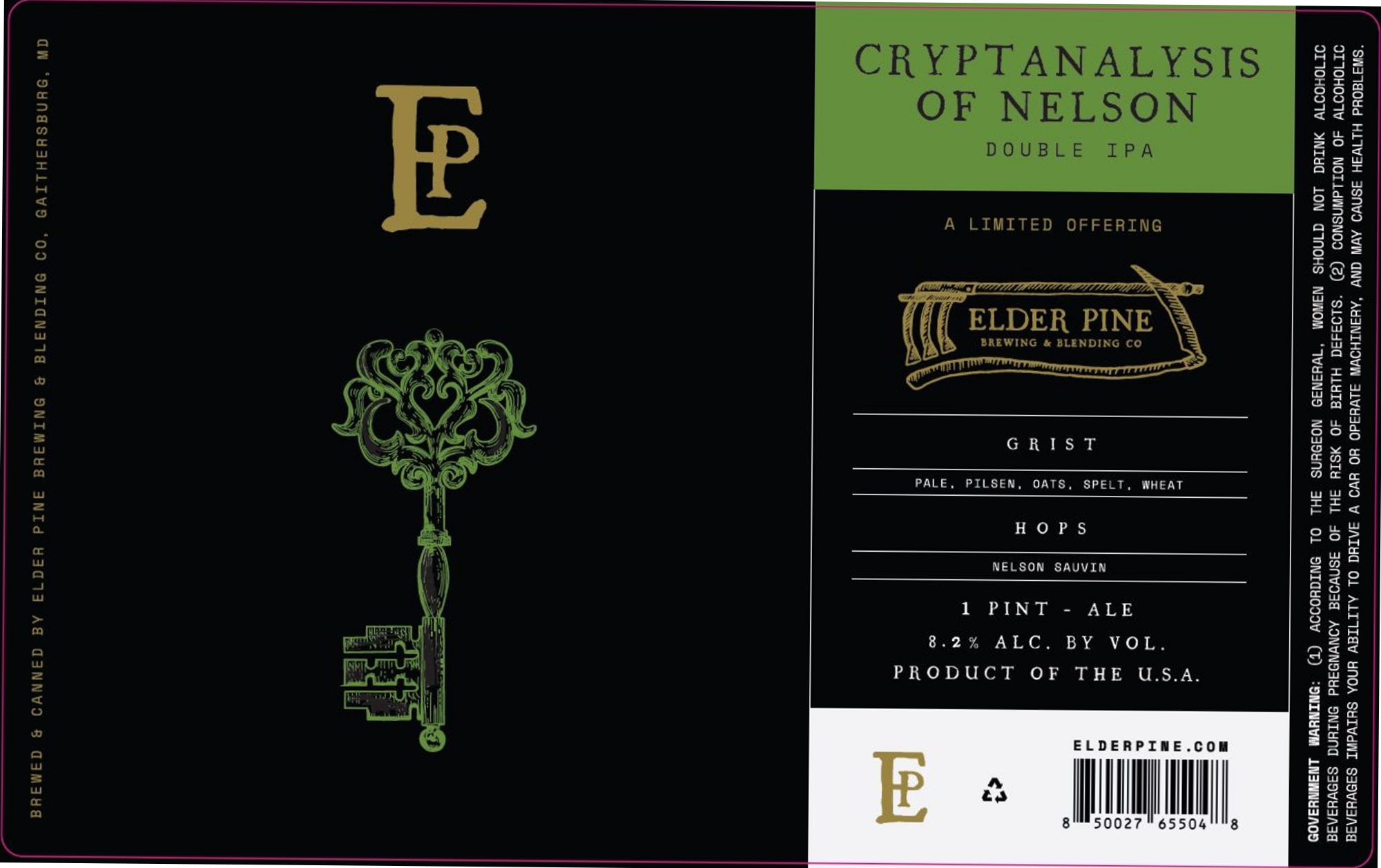 Crypt Analysis of Nelson by Elder Pine Brewing & Blending Co. - beer label