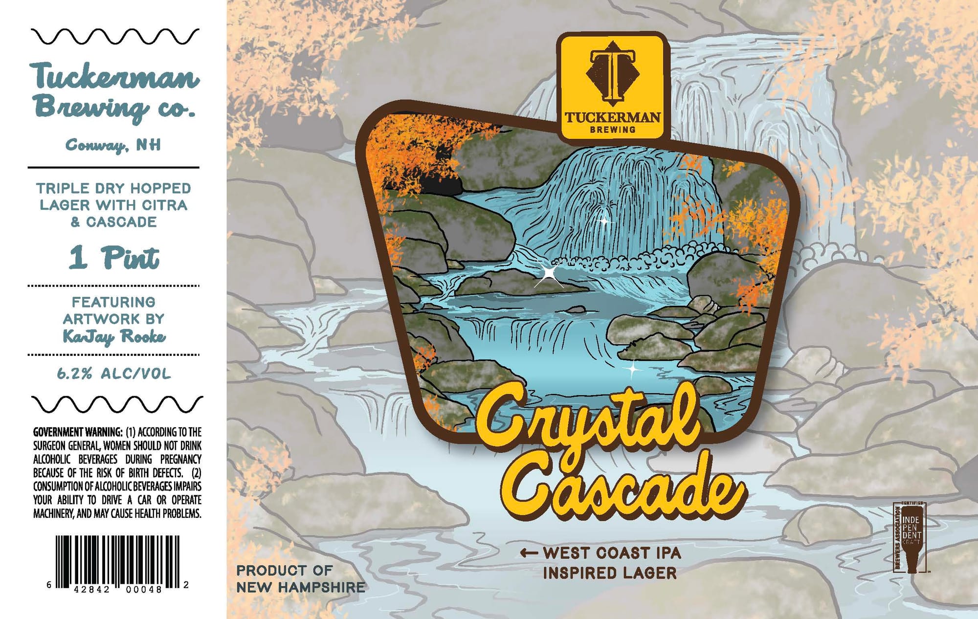 Crystal Cascade by Tuckerman Brewing Co. - beer label