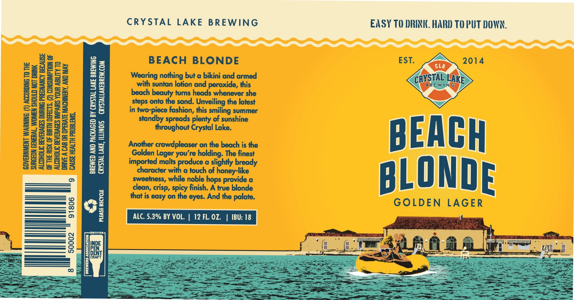 Beach Blonde by Crystal Lake Brewing - beer label