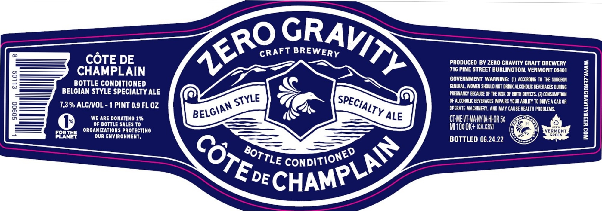 Côte de Champlain by Zero Gravity Craft Brewery - beer label