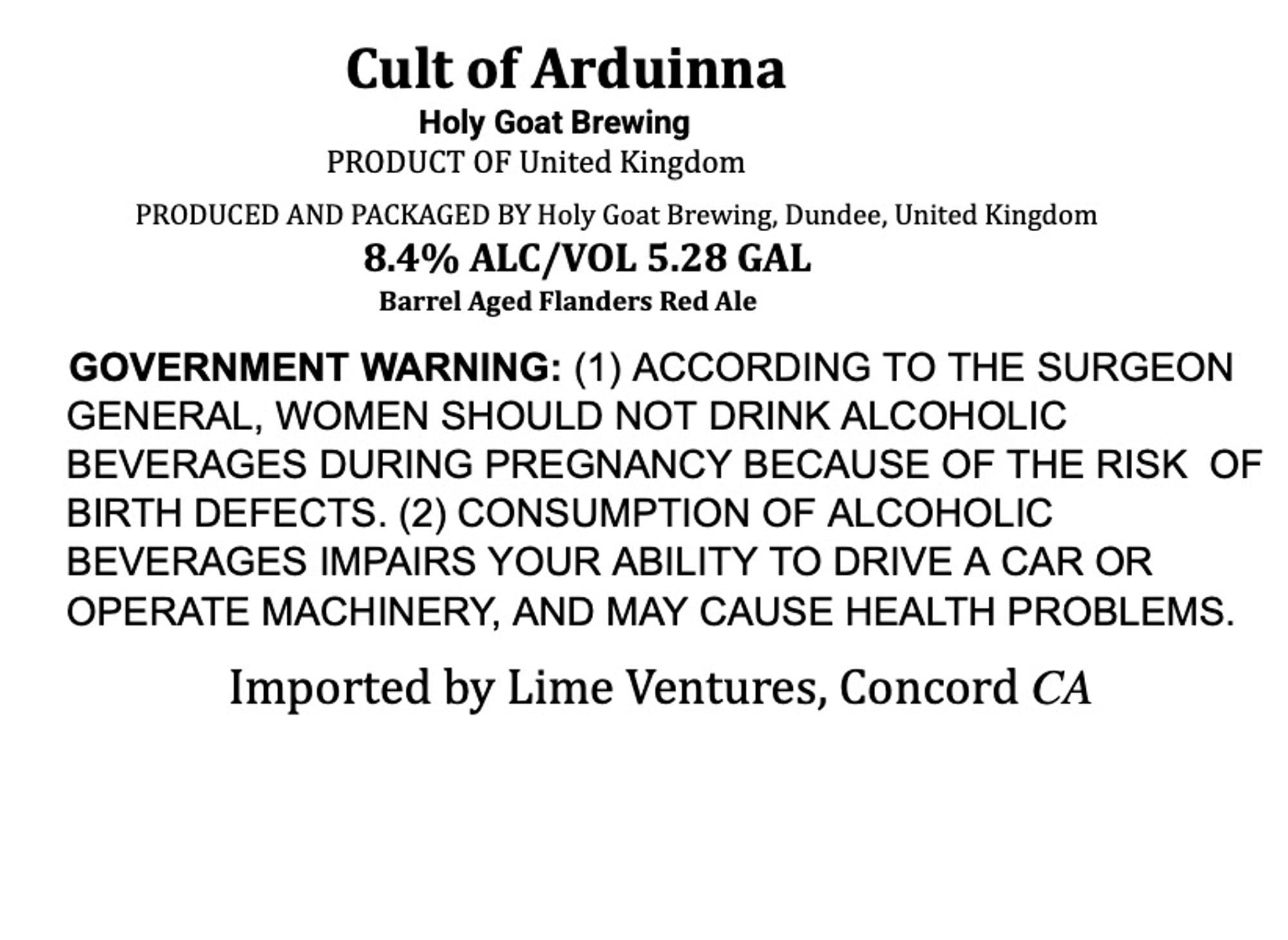 Cult of Arduino by Holy Goat Brewing - beer label