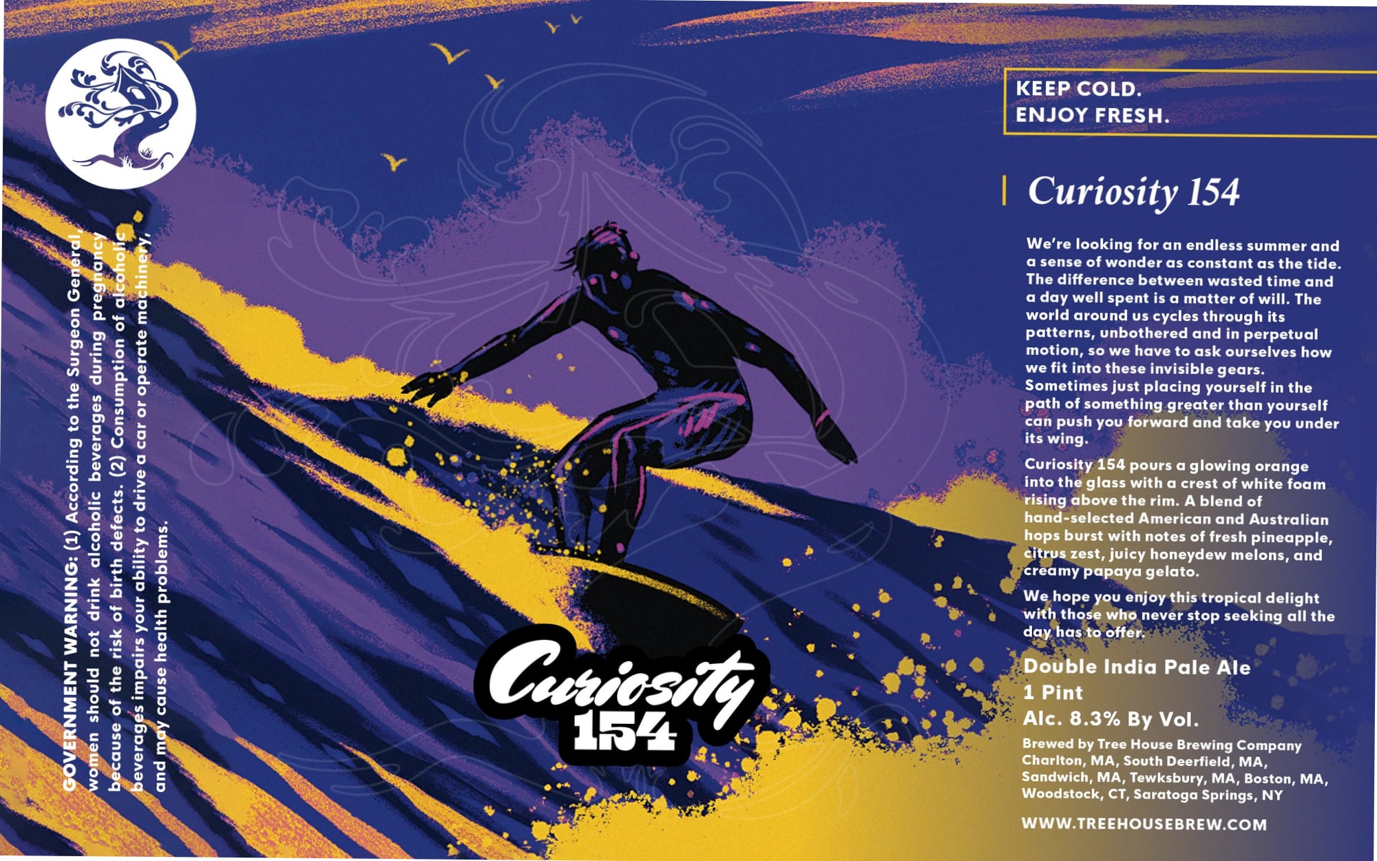 Curiosity 154 by Tree House Brewing Company - beer label