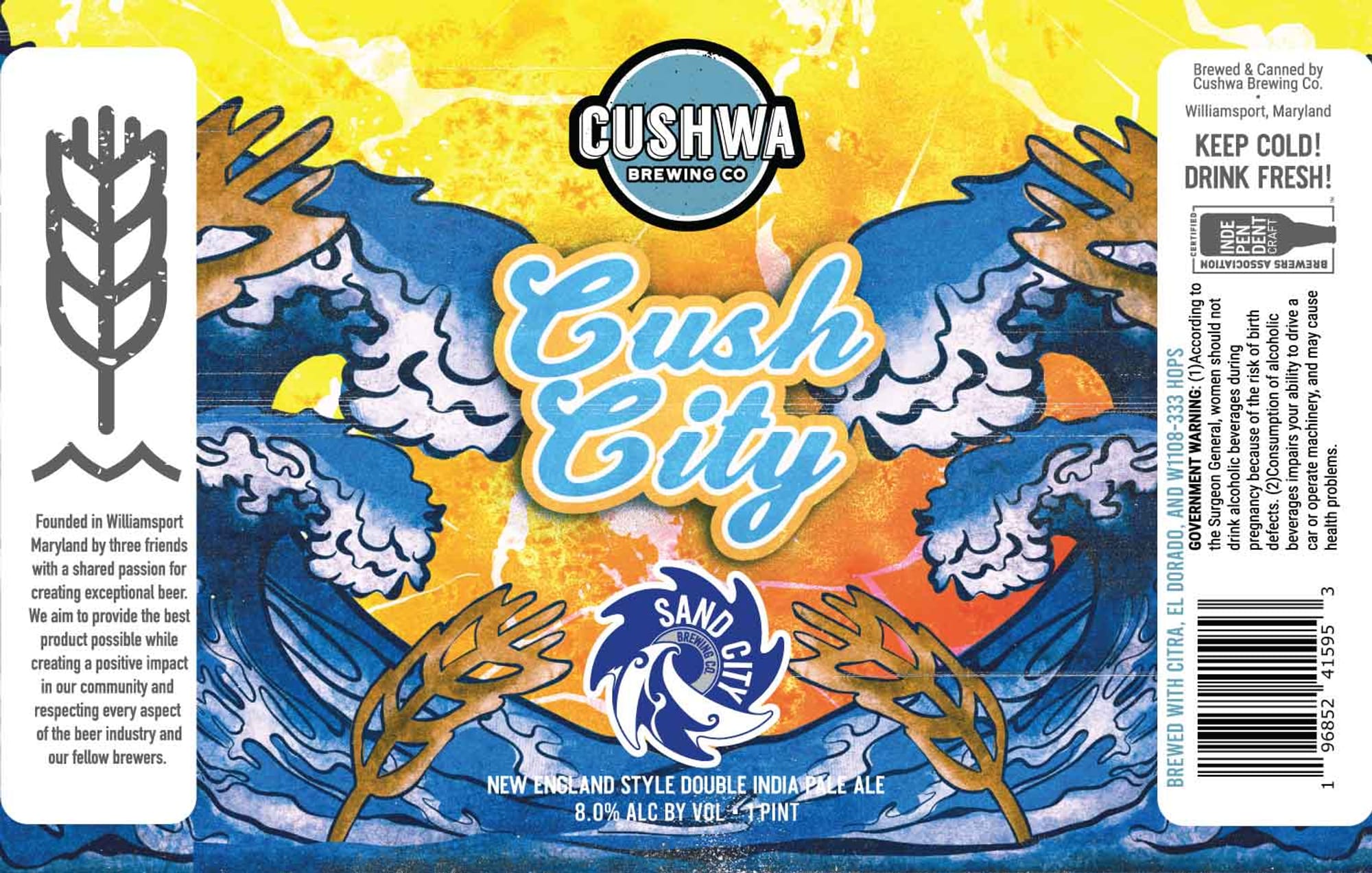 Cush City by Cushwa Brewing Co. - beer label