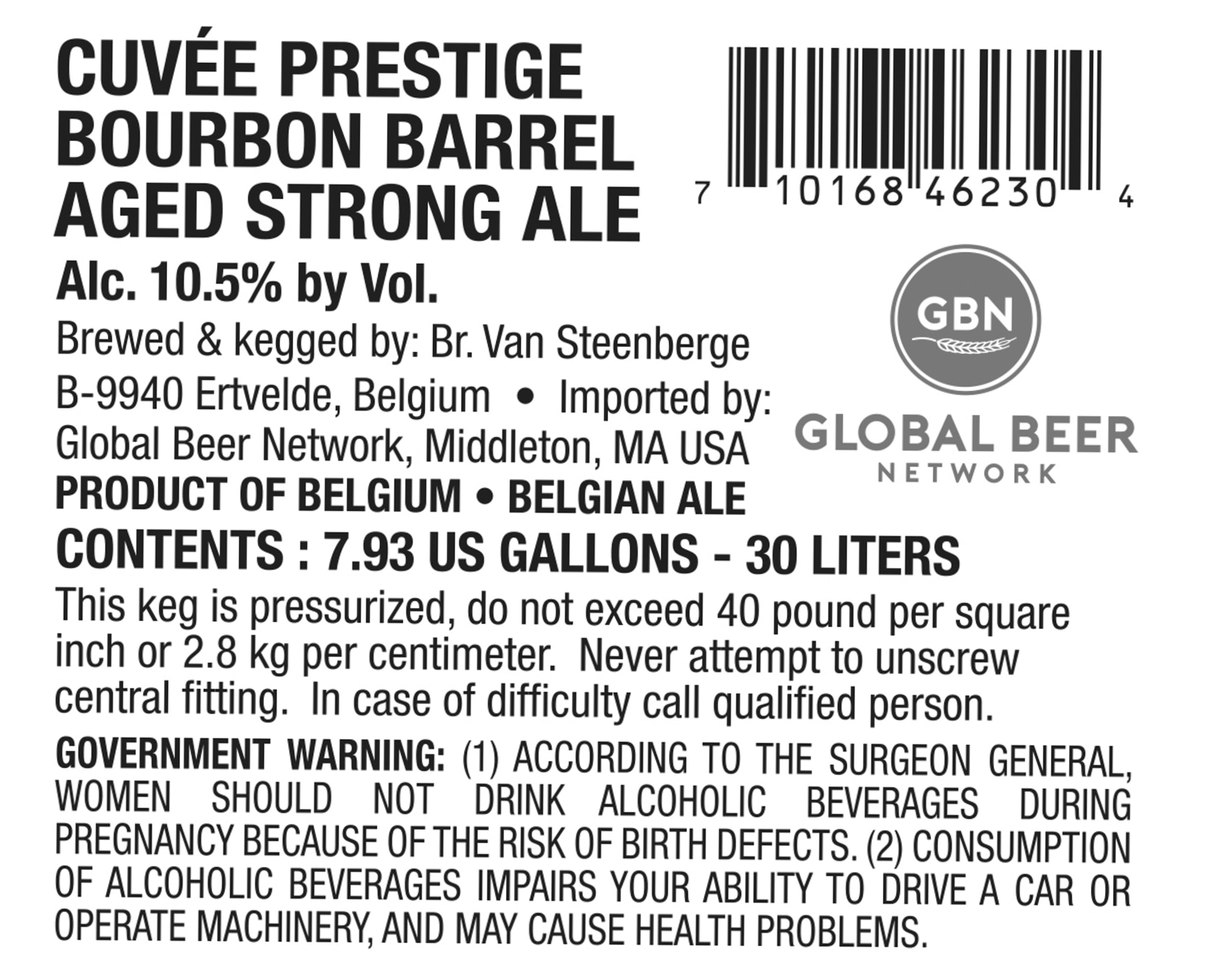 Cuvée Prestige Bourbon Barrel Aged Strong Ale by Br. Van Steenberge - beer label