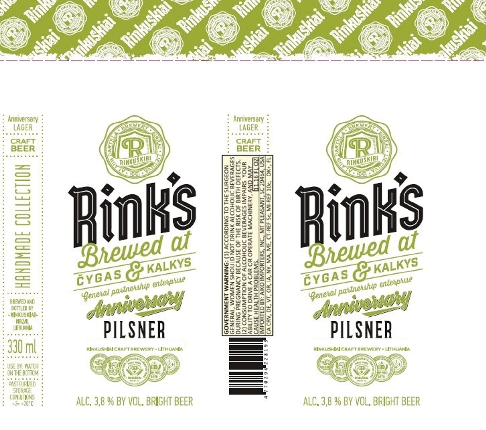 Anniversary Pilsner by Rinkuskiai Brewery - beer label
