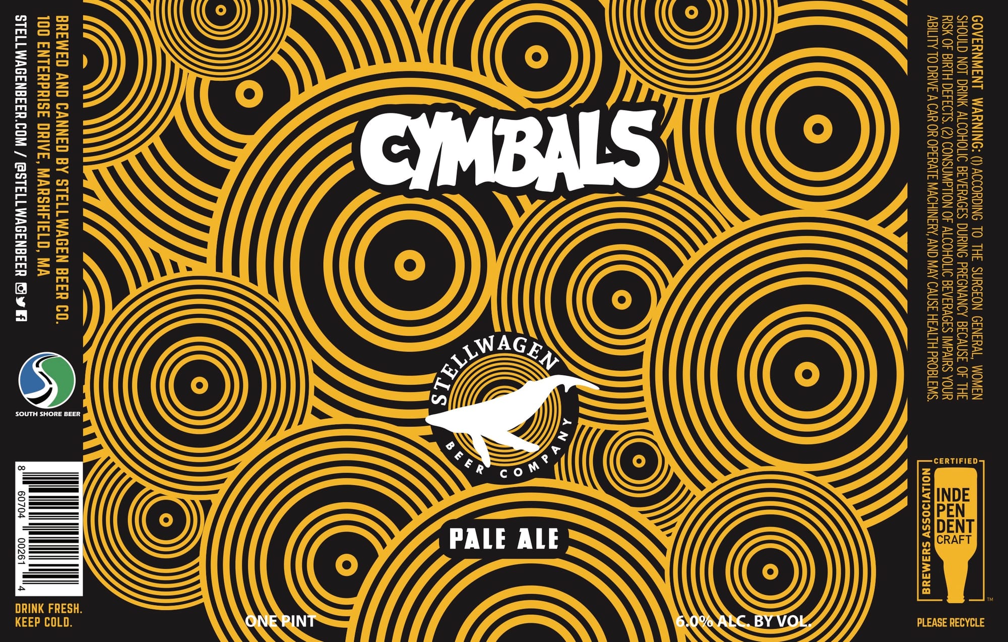 Cymbals Pale Ale by Stellwagen Beer Co. - beer label