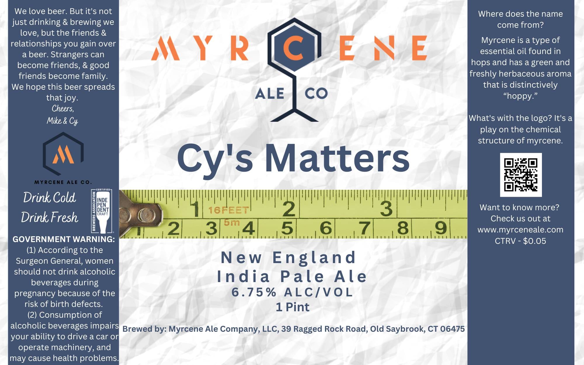 Cy's Matters by Myrcene Ale Co. - beer label