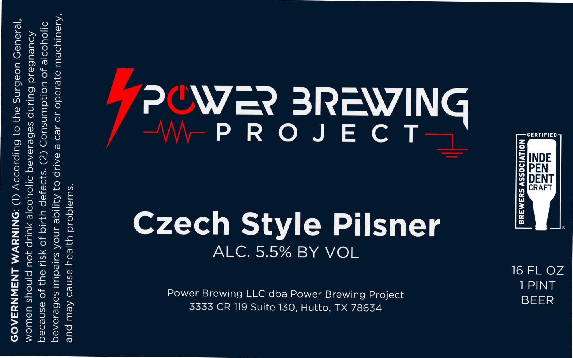 Czech Style Pilsner by Power Brewing Project - beer label