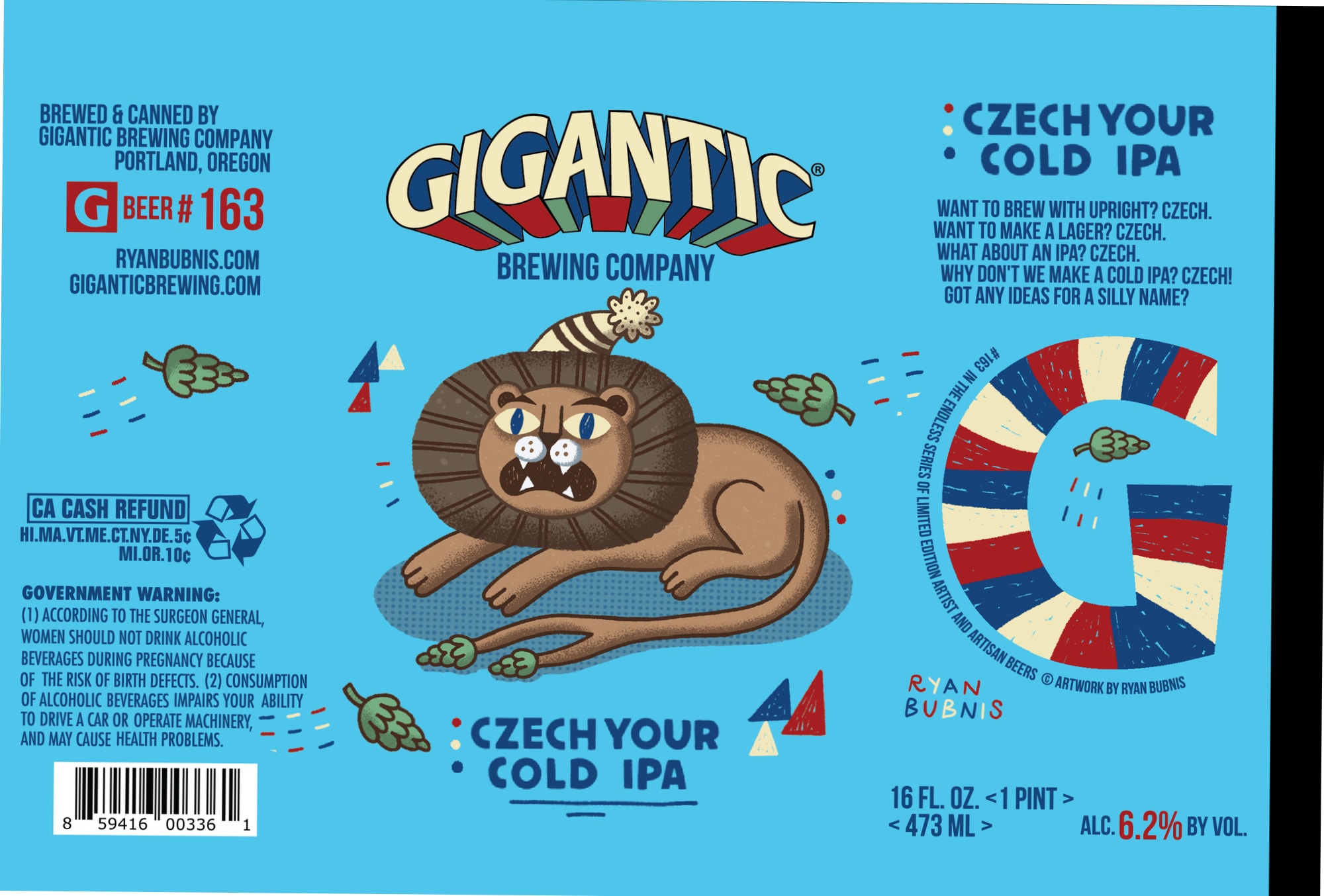 Czech Your Cold IPA by Gigantic Brewing Company - beer label
